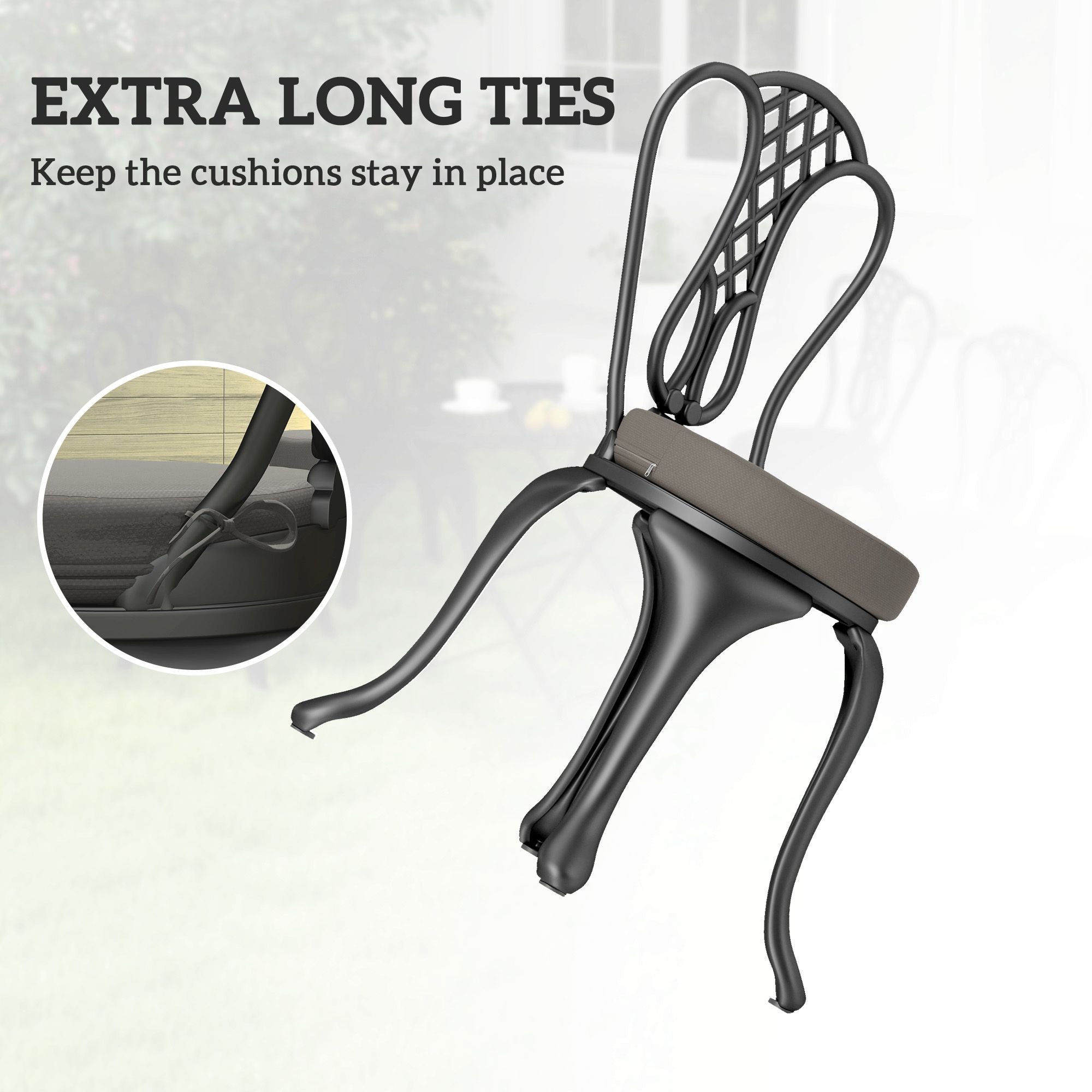 Outsunny 15 in Round Patio Chair Cushions Set of 4, Dark Gray