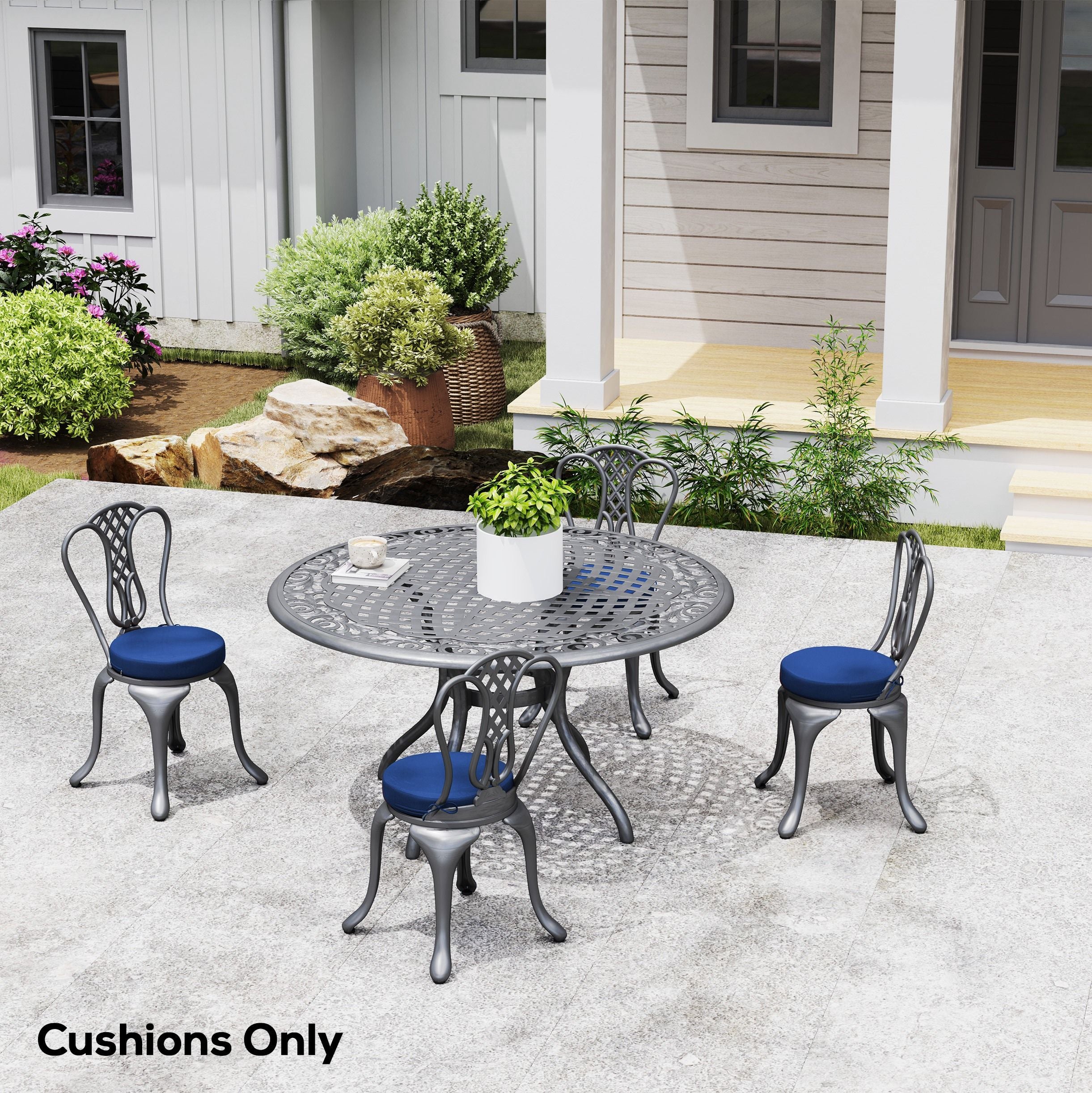 Outsunny Round Patio Chair Cushions Set of 4, Natural