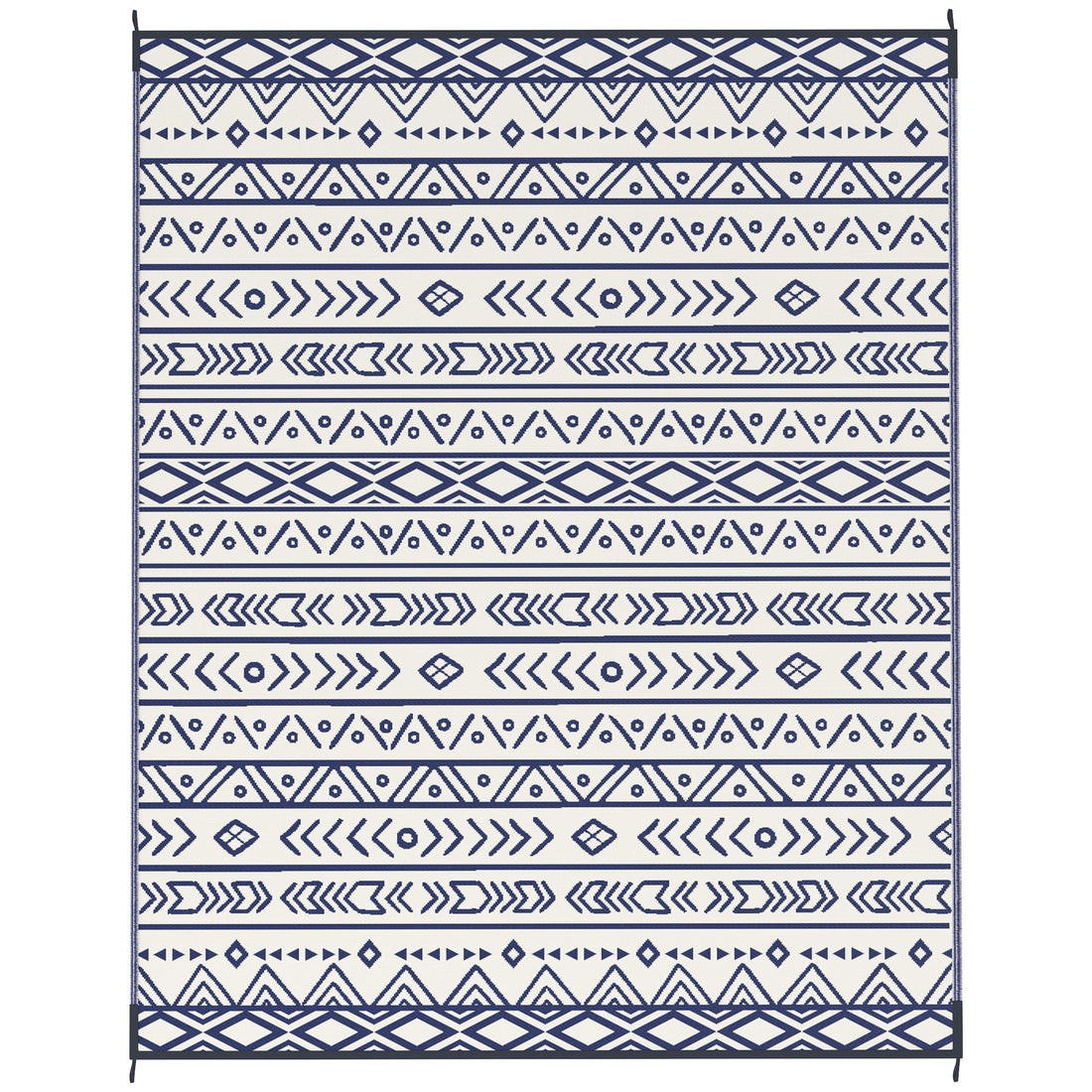 Outsunny 8 x 10 ft Reversible Waterproof Outdoor Rug, Blue & White