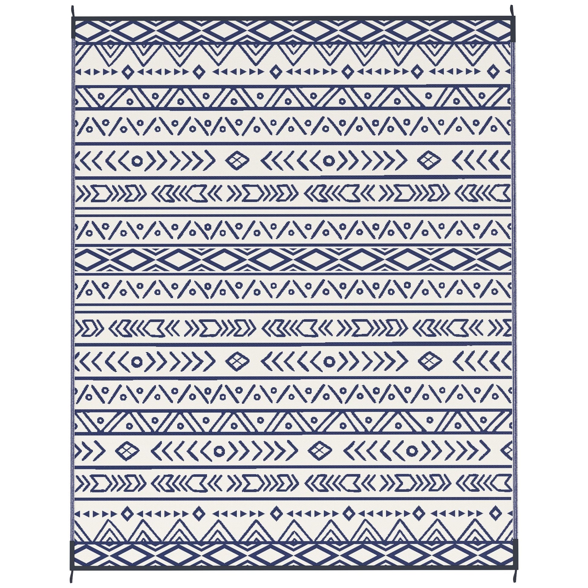 Outsunny 8 x 10 ft Reversible Waterproof Outdoor Rug, Blue & White