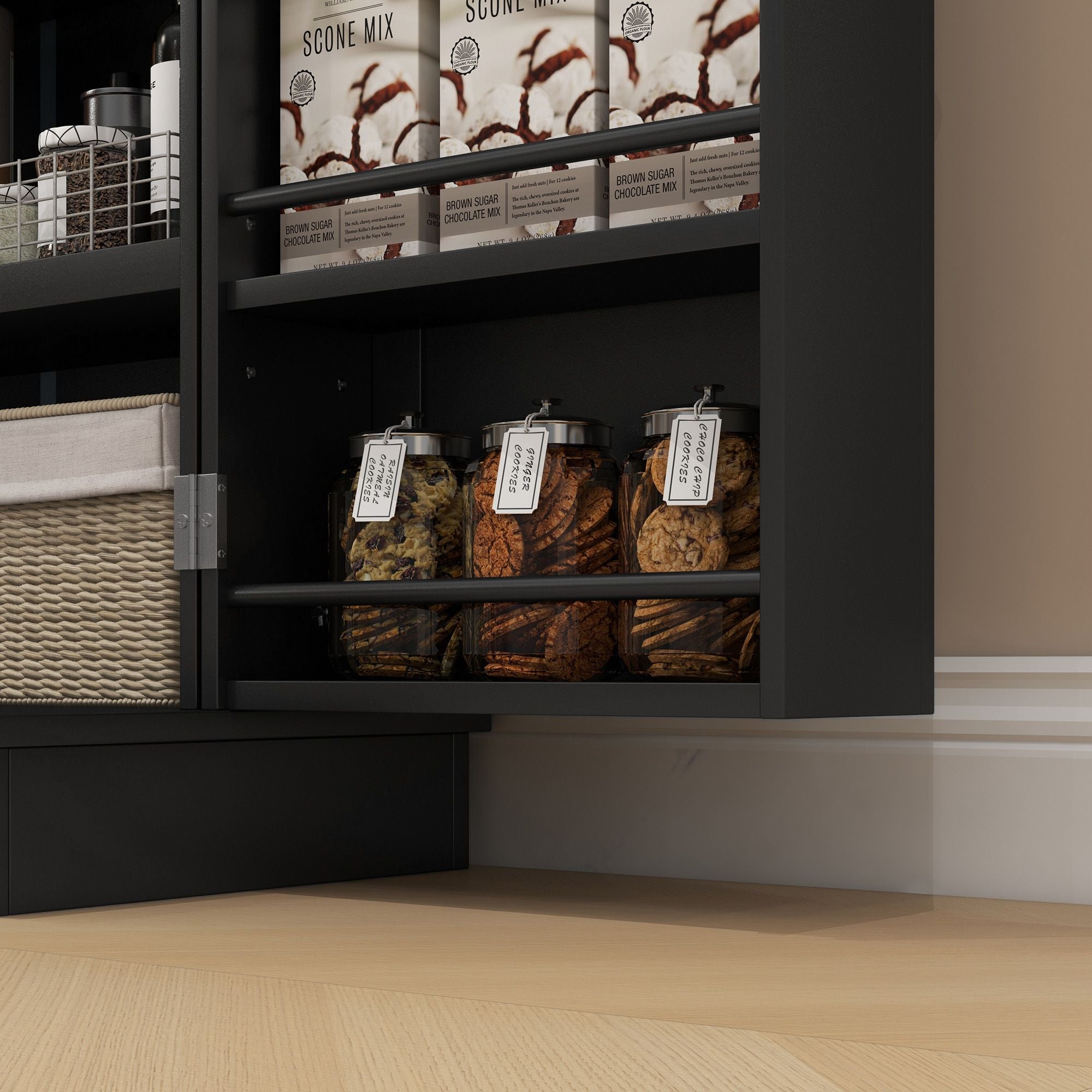 HOMCOM Freestanding Kitchen Pantry Cabinet with 12 Door Shelves, Black