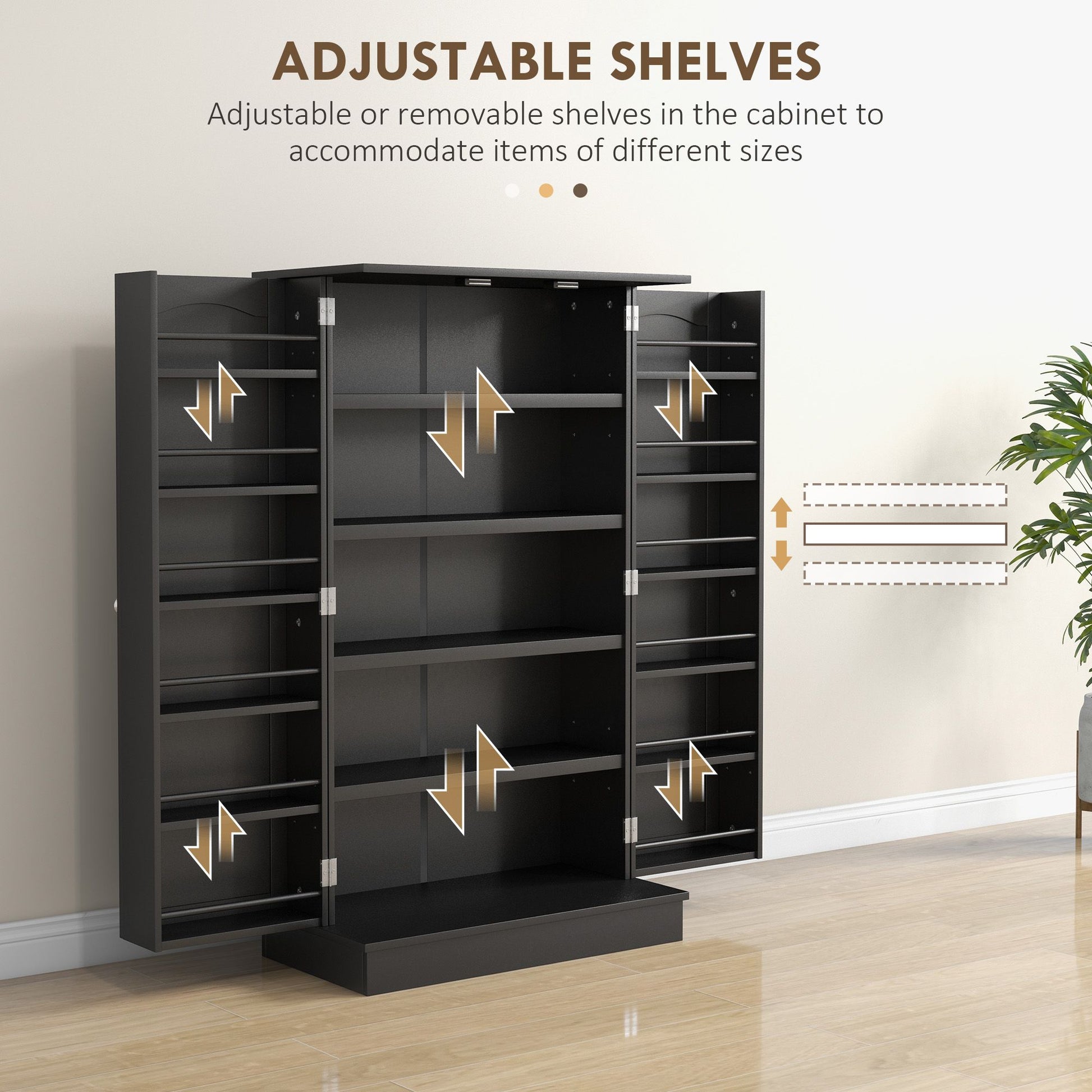 HOMCOM Freestanding Kitchen Pantry Cabinet with 12 Door Shelves, Black