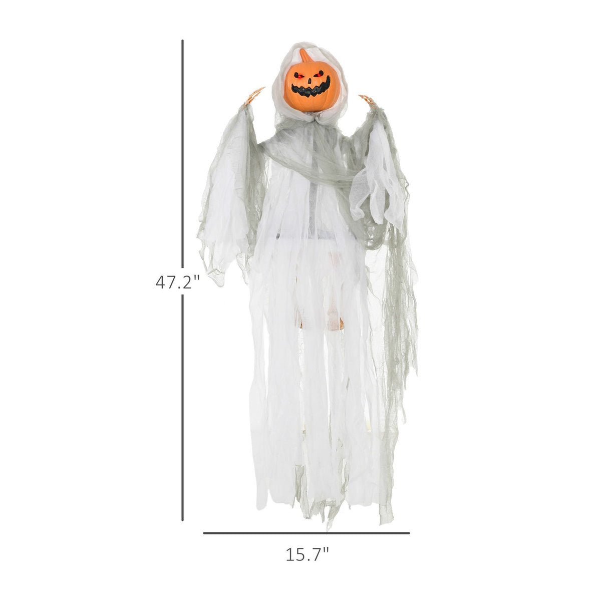 3.9' Outdoor Halloween Hanging Pumpkin Ghost w/ Light Up Eyes, Sound Activated Prop w/ Creepy Howling Sounds - product view 3