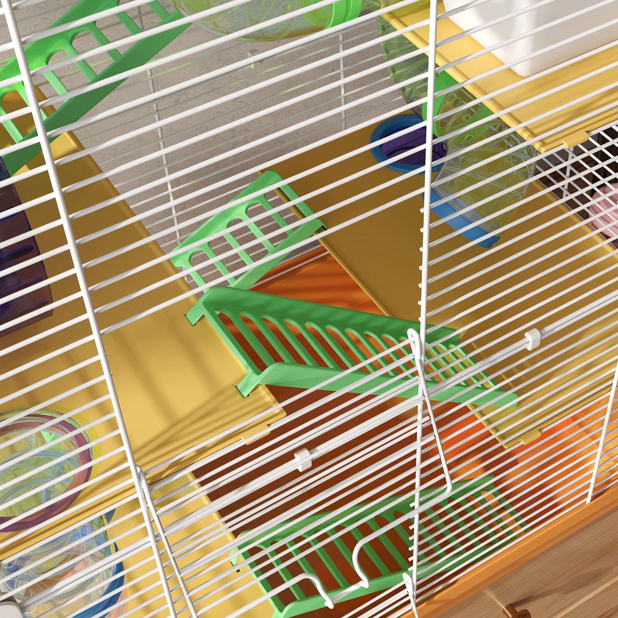 PawHut 5-Tier Hamster Cage with Tubes, Wheel and Water Bottle, Orange - product view 8