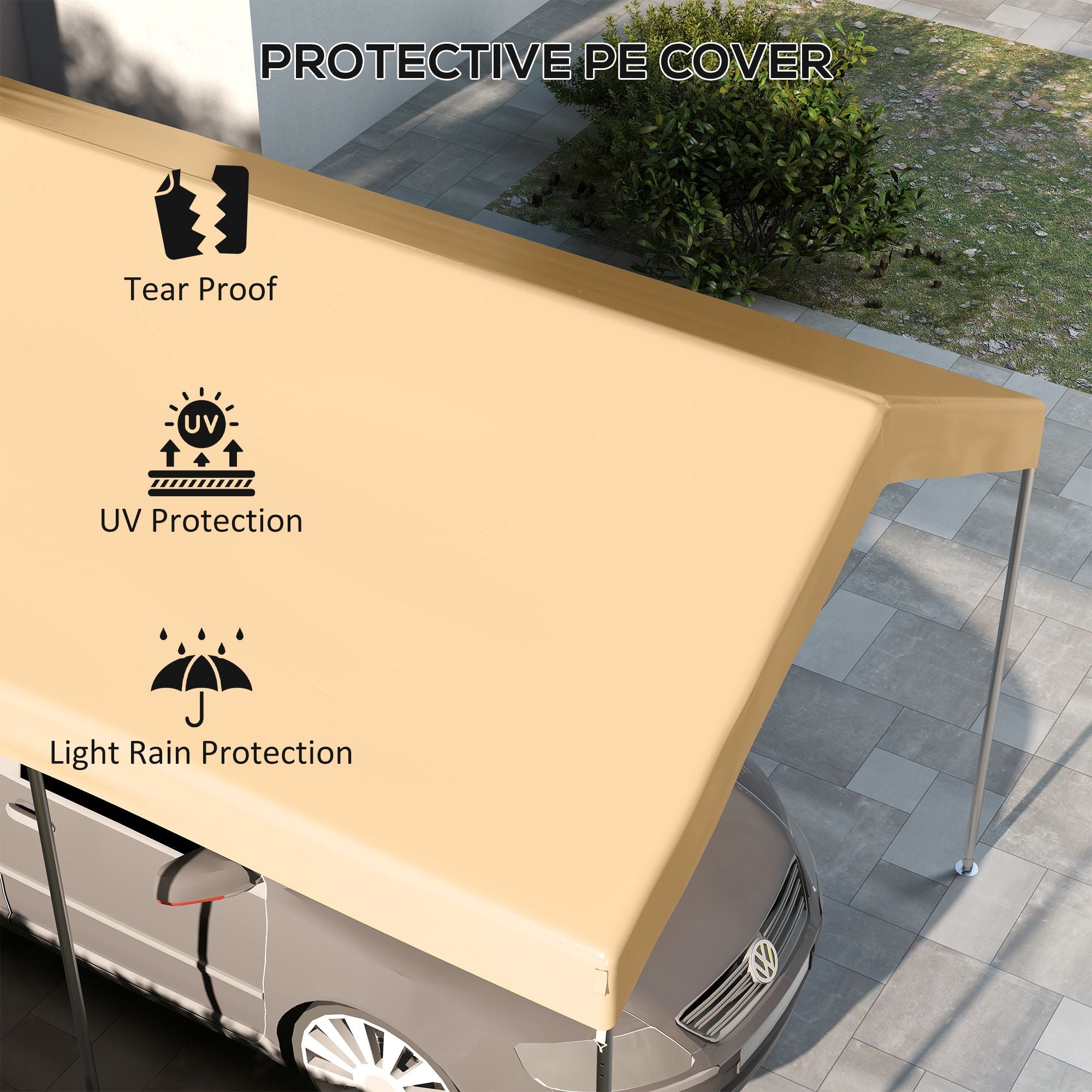 Outsunny 19.7 x 9.7 ft Carport Replacement Canopy Cover, Beige