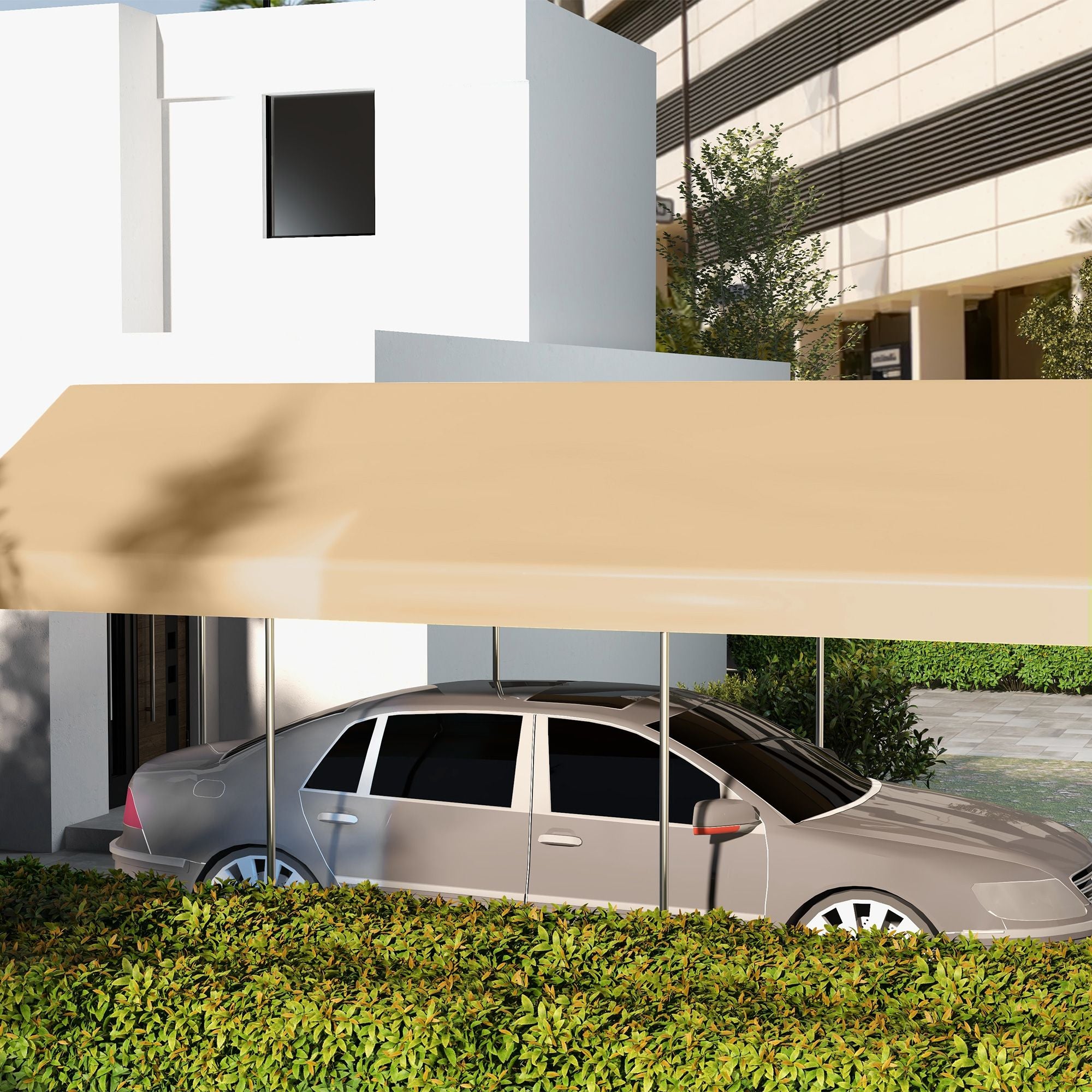 Outsunny 19.7 x 9.7 ft Carport Replacement Canopy Cover, Beige