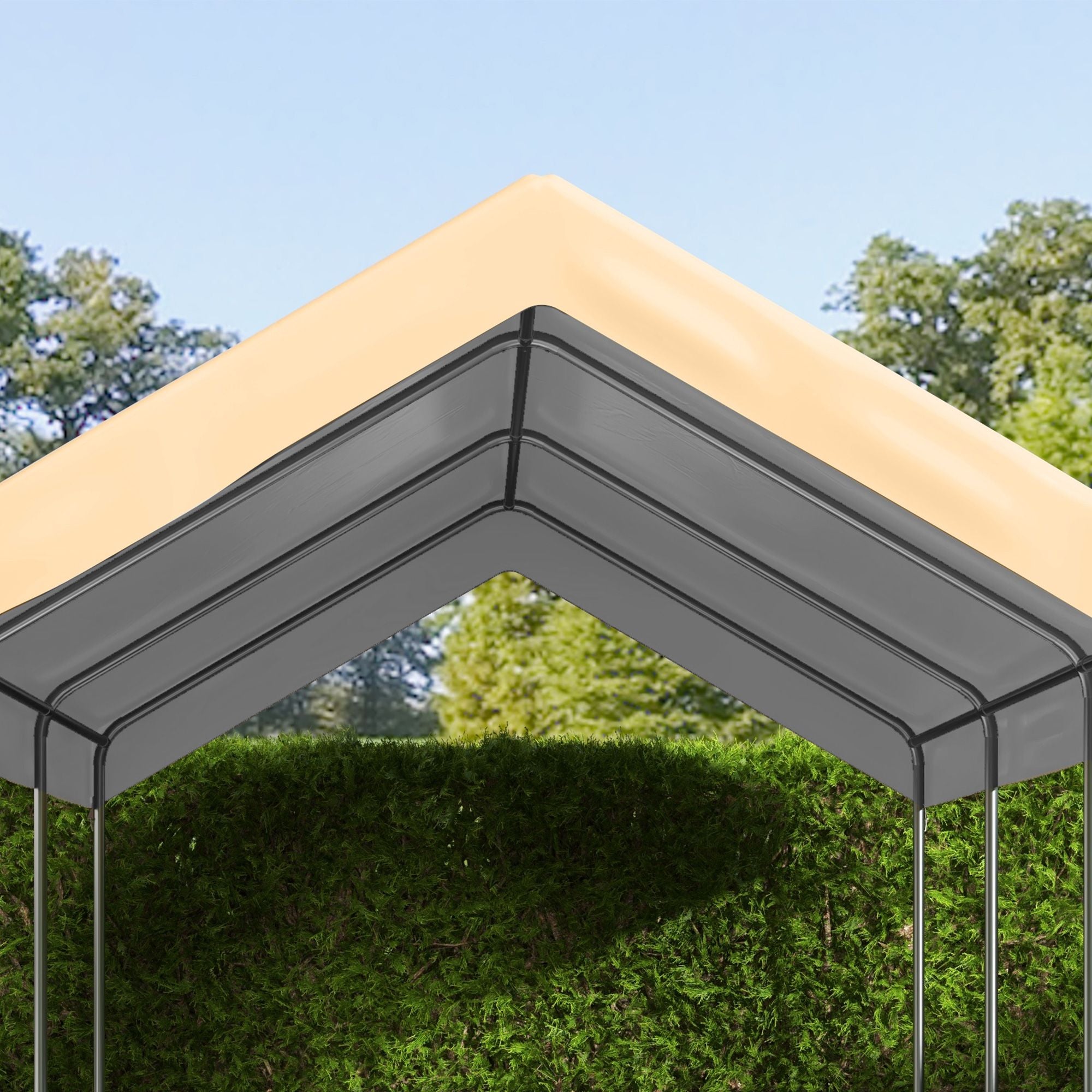Outsunny 19.7 x 9.7 ft Carport Replacement Canopy Cover, Beige