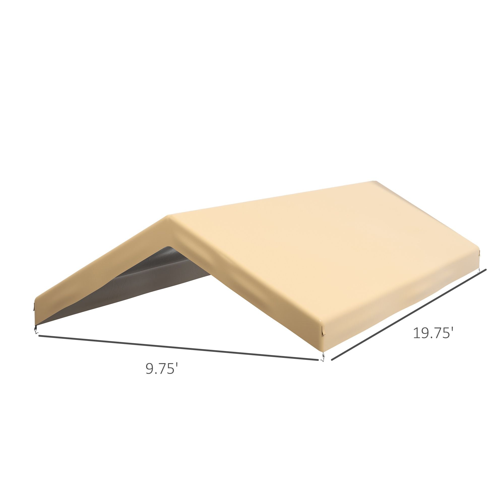Outsunny 19.7 x 9.7 ft Carport Replacement Canopy Cover, Beige