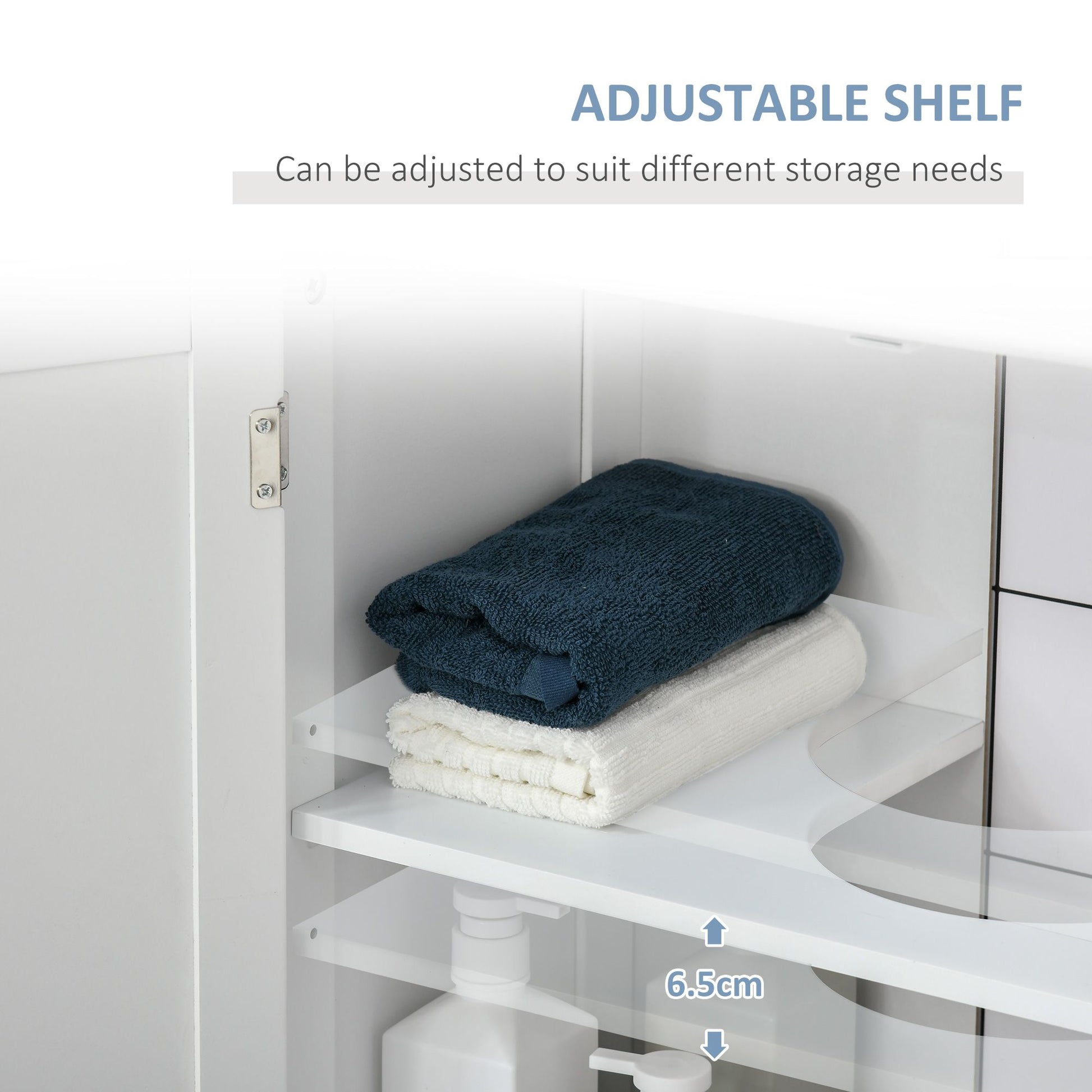 HOMCOM Pedestal Sink Bathroom Storage Cabinet with U-Shaped Cutout, White