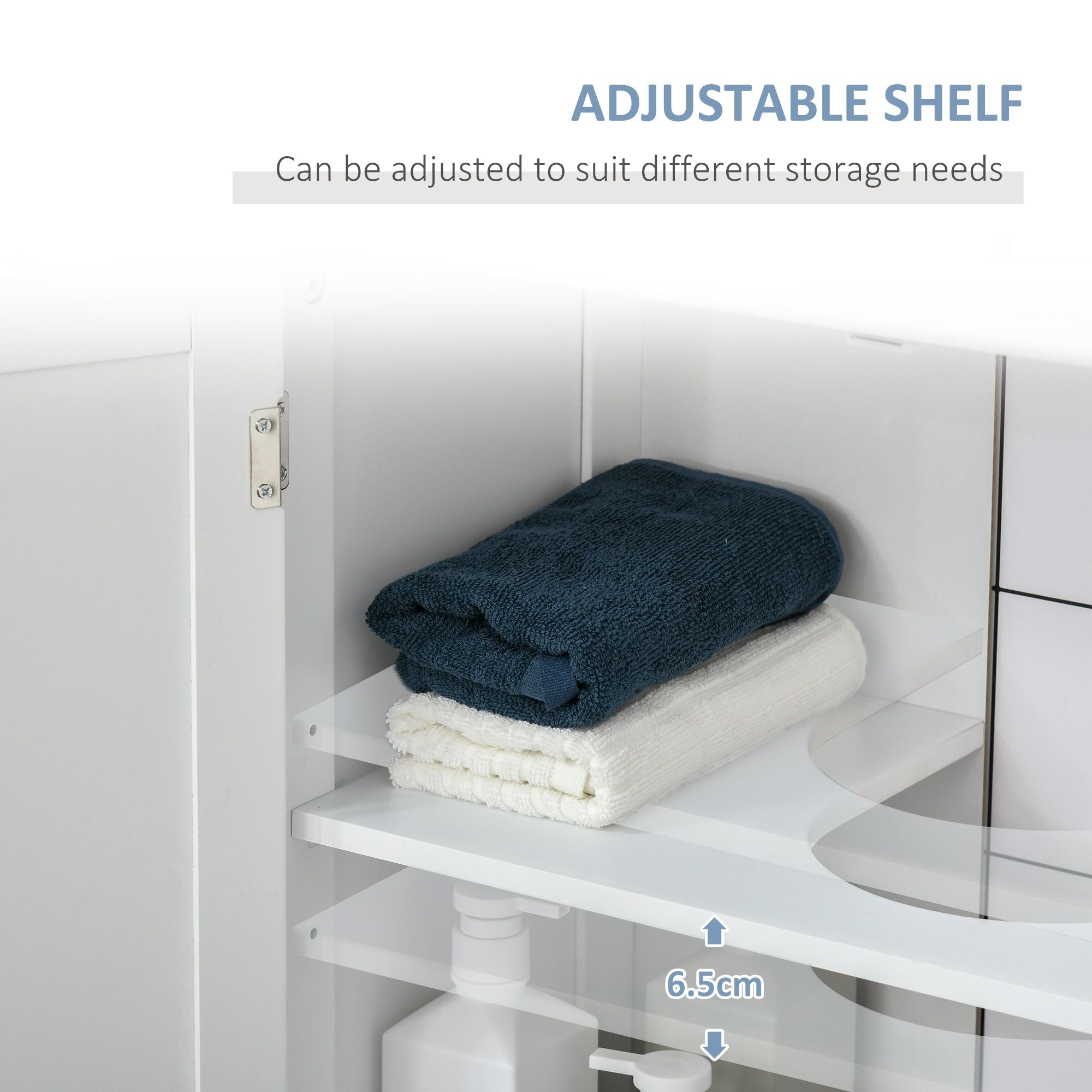 HOMCOM Pedestal Sink Bathroom Storage Cabinet with U-Shaped Cutout, White