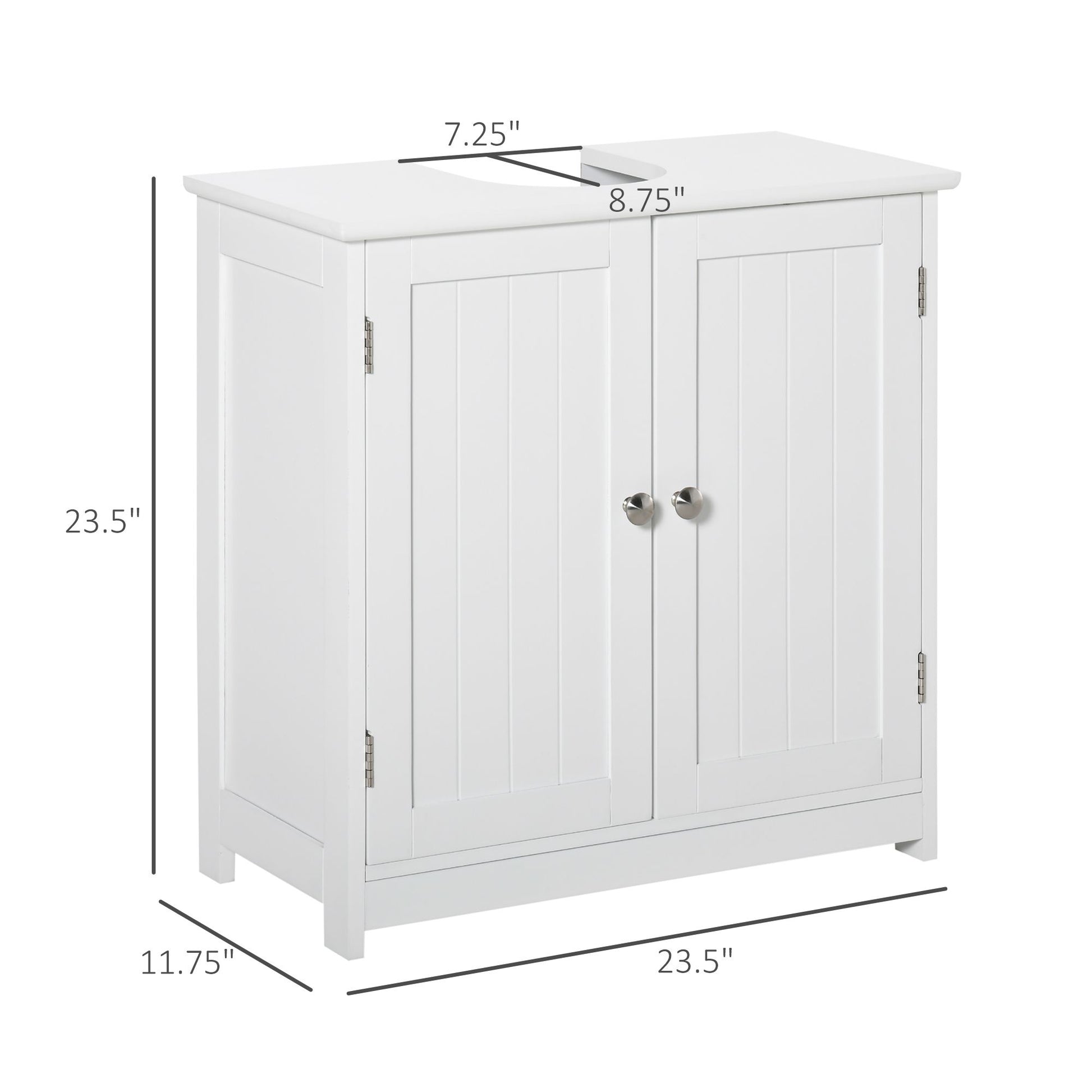 HOMCOM Pedestal Sink Bathroom Storage Cabinet with U-Shaped Cutout, White