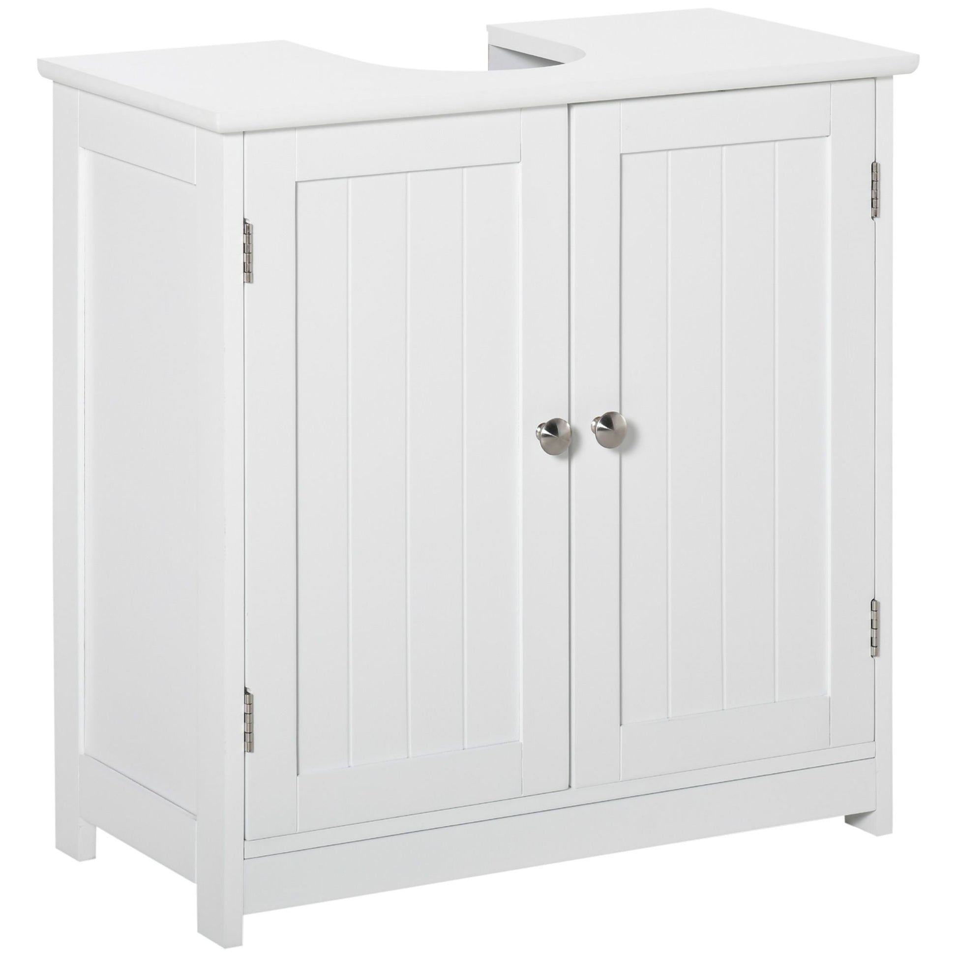 HOMCOM Pedestal Sink Bathroom Storage Cabinet with U-Shaped Cutout, White