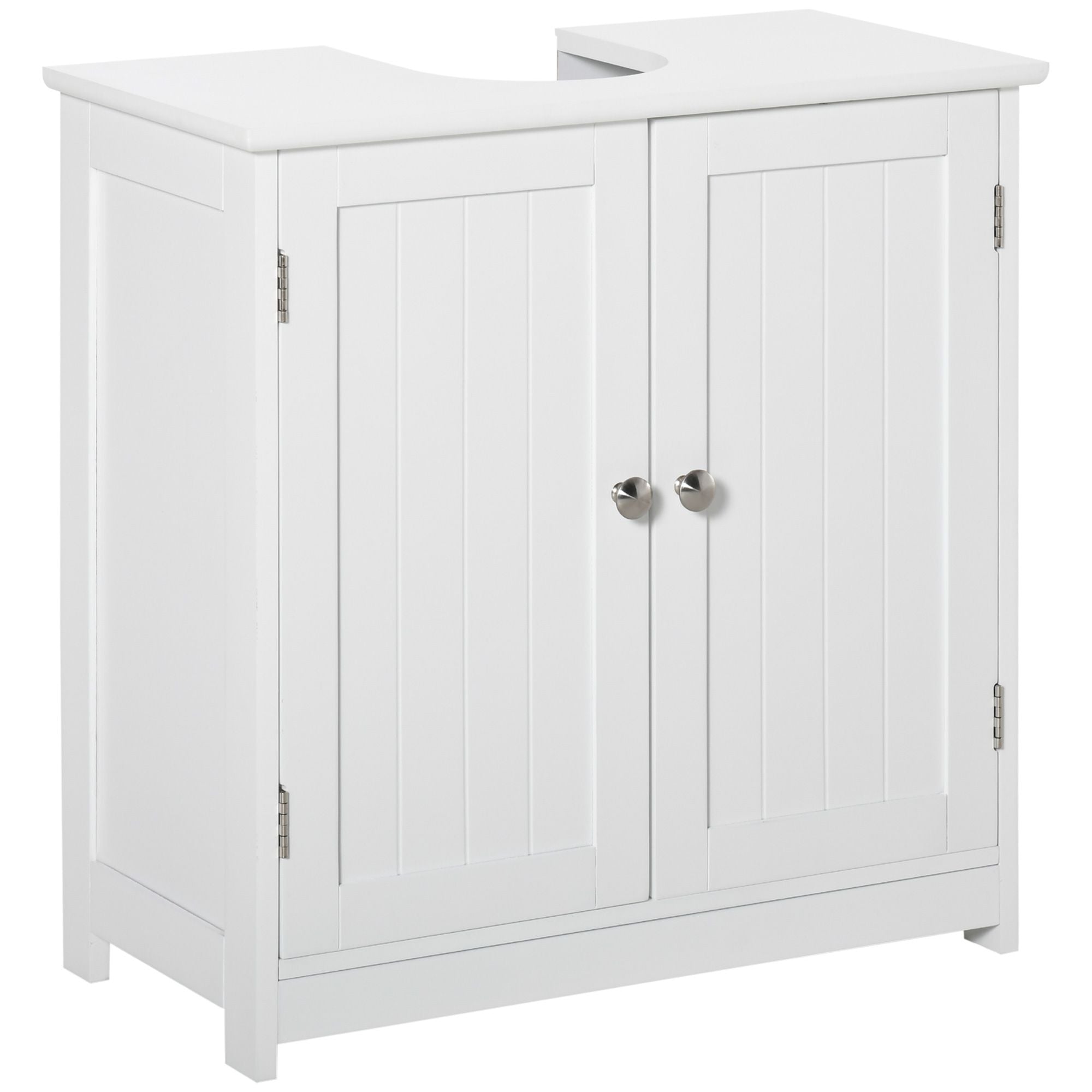 HOMCOM Pedestal Sink Bathroom Storage Cabinet with U-Shaped Cutout, White