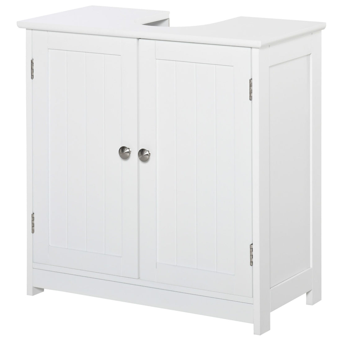 HOMCOM Pedestal Sink Bathroom Storage Cabinet with U-Shaped Cutout, White