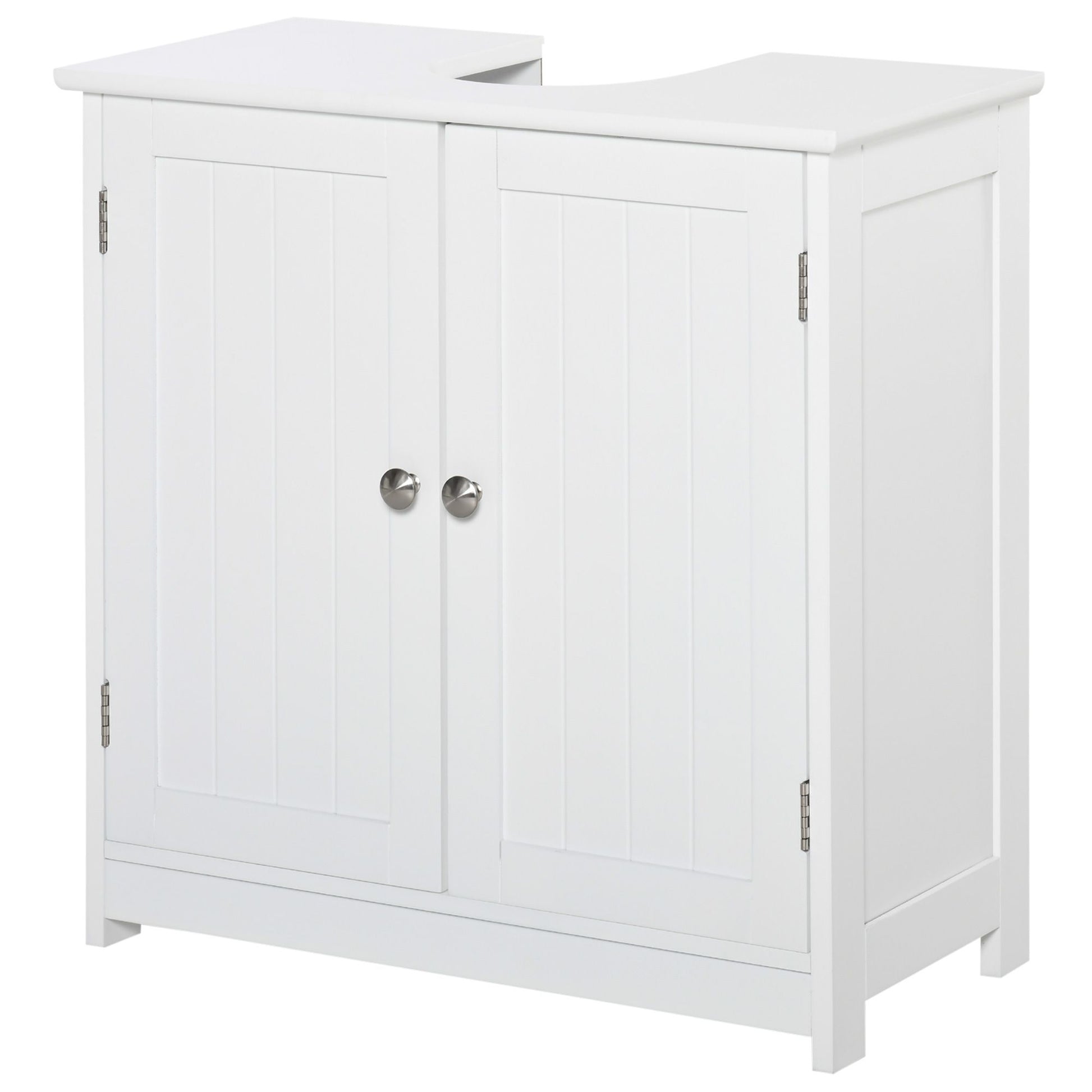 HOMCOM Pedestal Sink Bathroom Storage Cabinet with U-Shaped Cutout, White