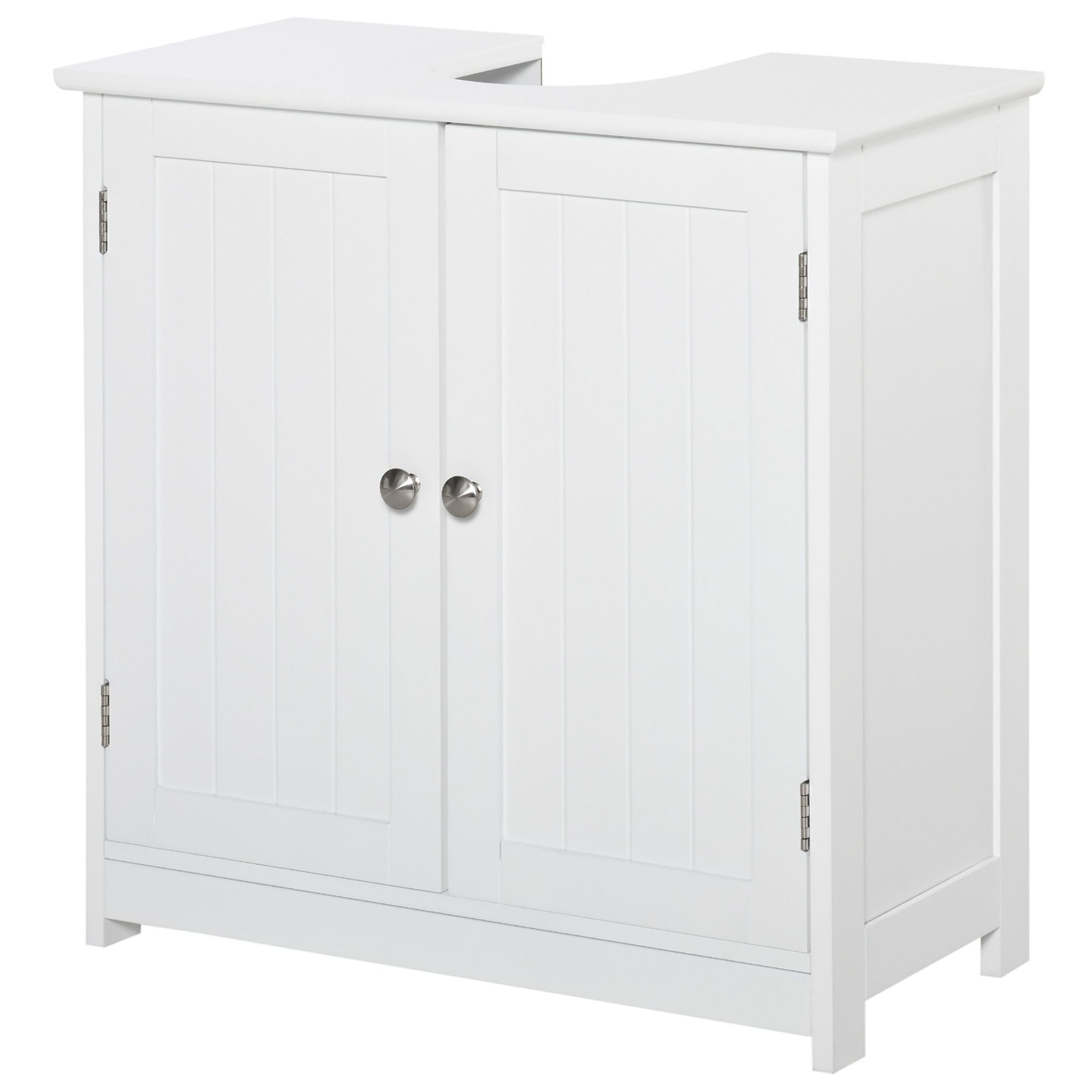 HOMCOM Pedestal Sink Bathroom Storage Cabinet with U-Shaped Cutout, White