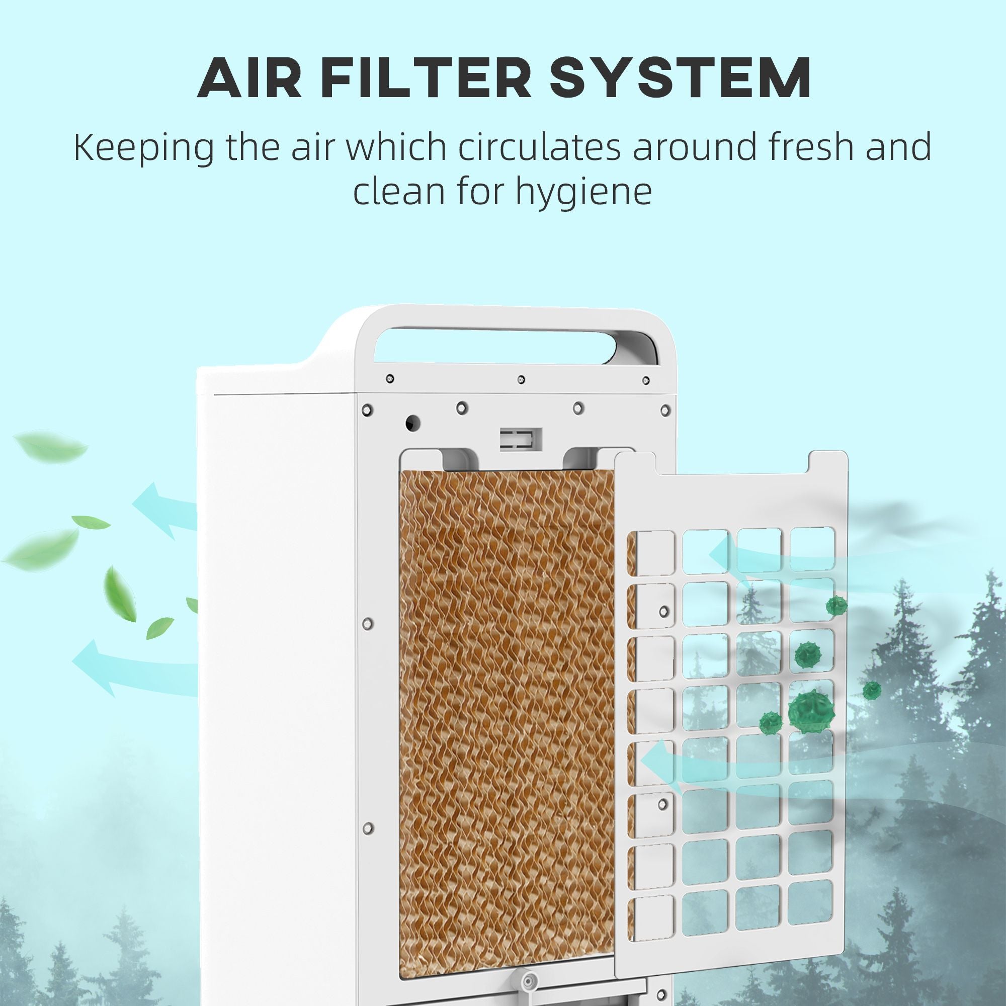 HOMCOM Portable Evaporative Air Cooler with Ice Packs and Remote, White