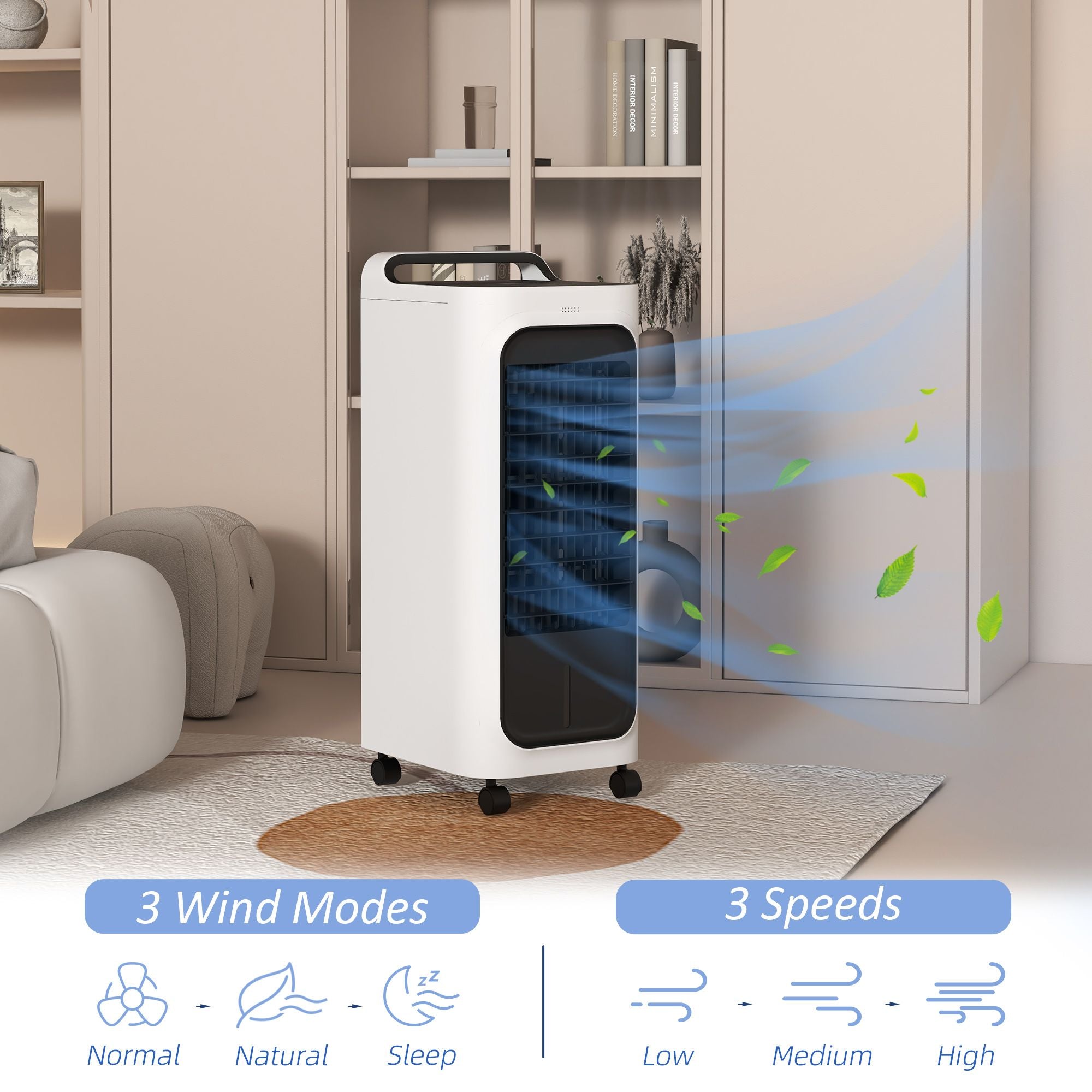 HOMCOM Portable Evaporative Air Cooler with Ice Packs and Remote, White