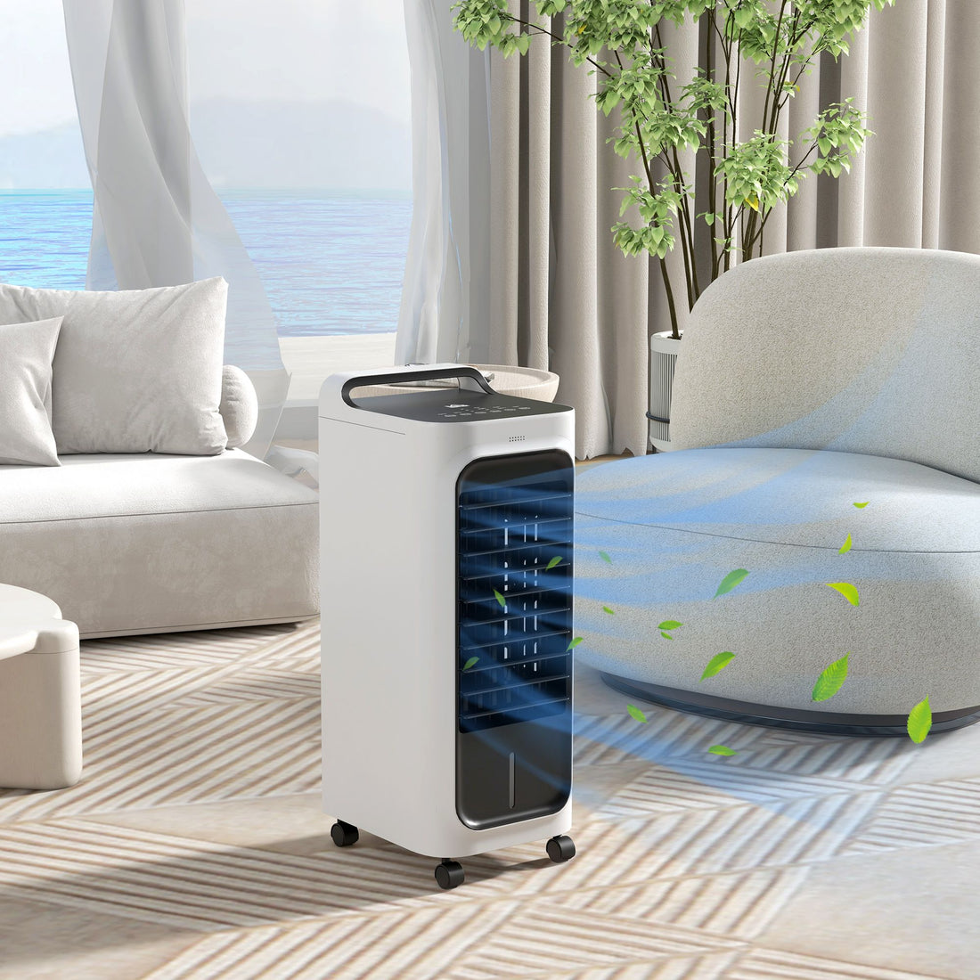 HOMCOM Portable Evaporative Air Cooler with Ice Packs and Remote, White