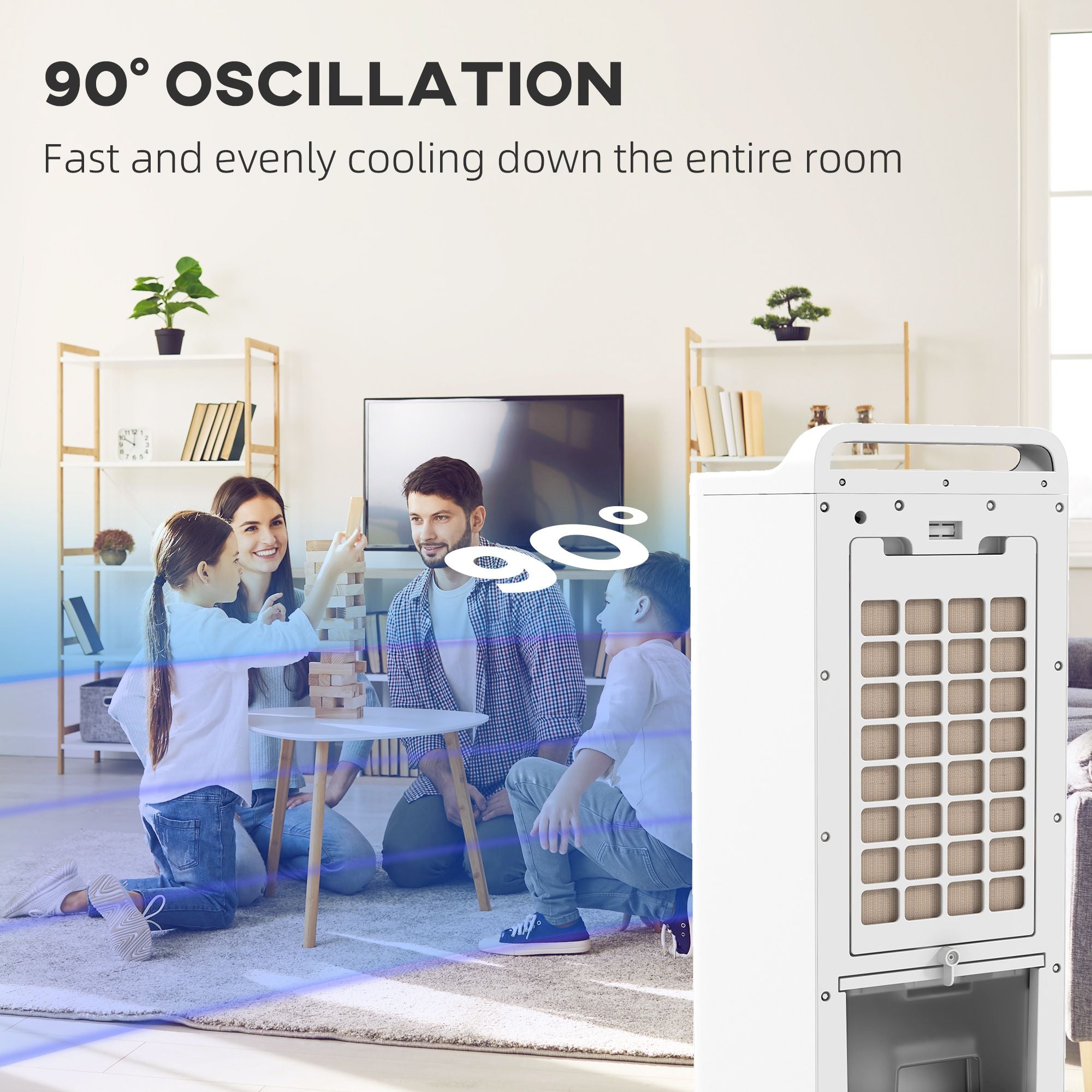 HOMCOM Portable Evaporative Air Cooler with Ice Packs and Remote, White