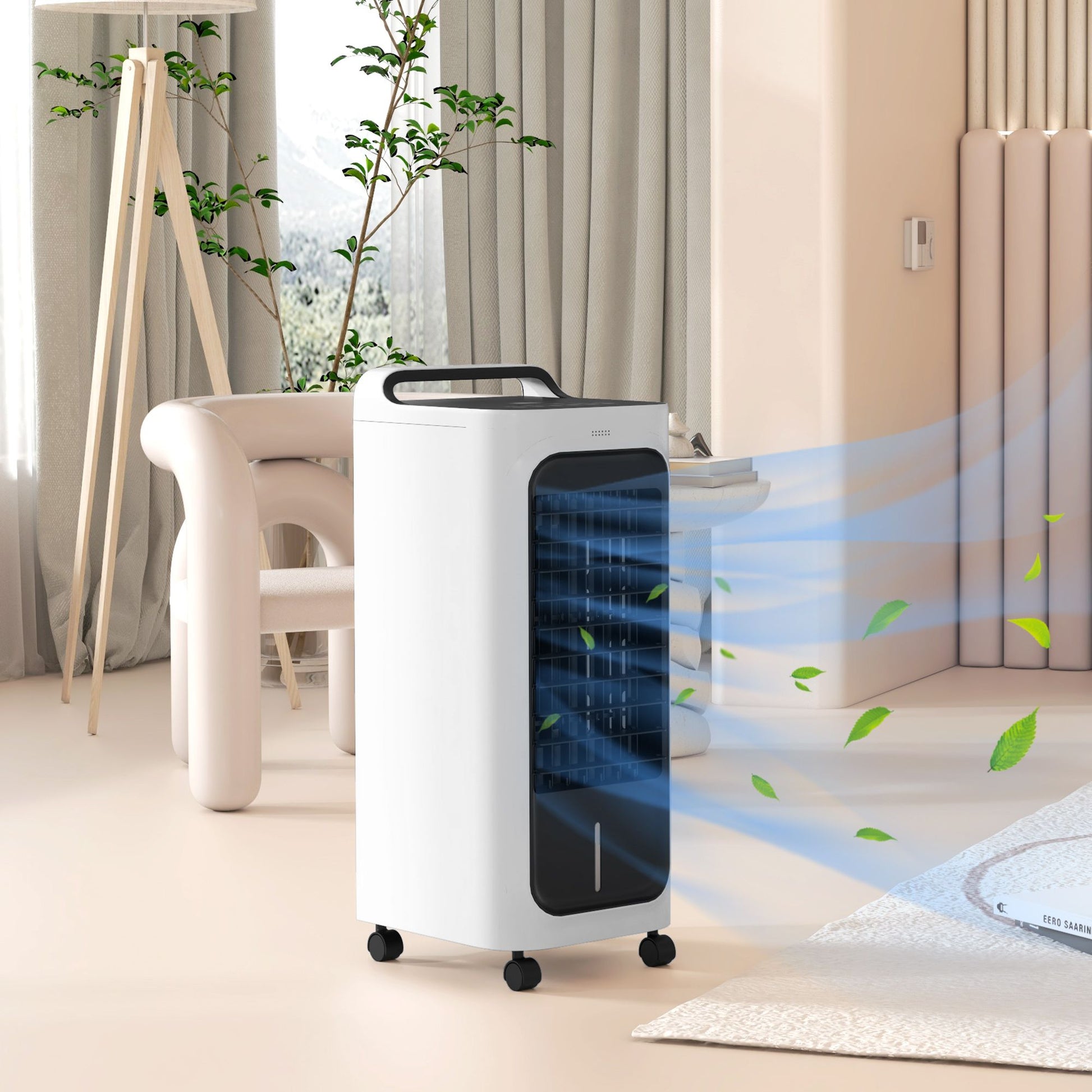 HOMCOM Portable Evaporative Air Cooler with Ice Packs and Remote, White