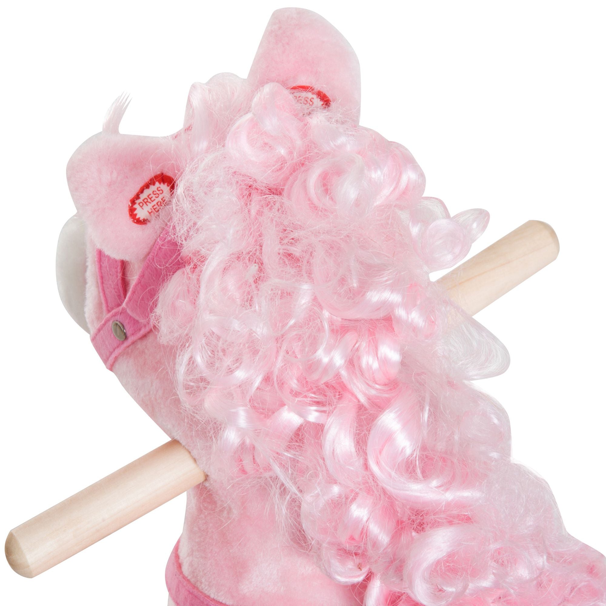 Qaba Plush Rocking Horse with Realistic Sounds and Moving Tail, Pink