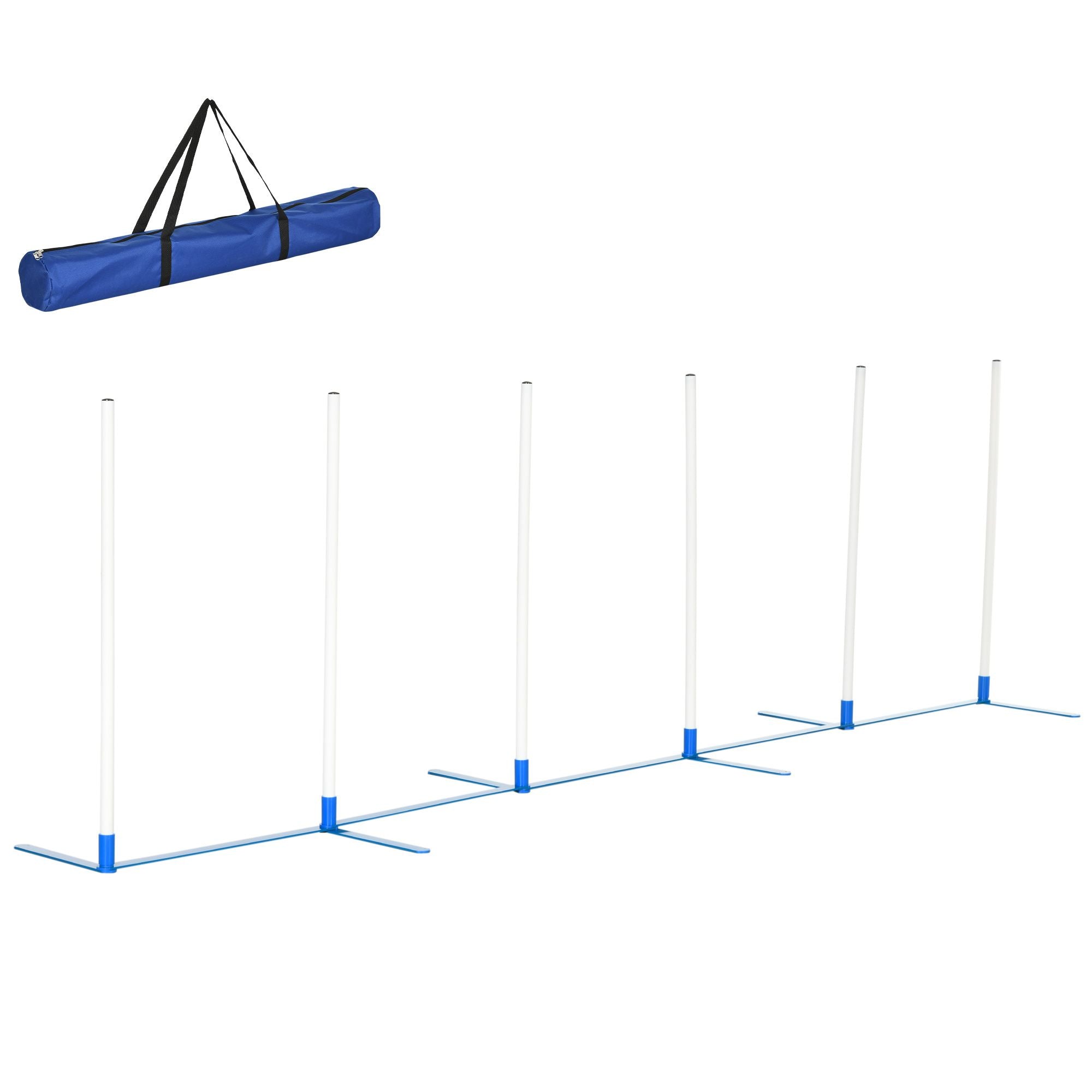 PawHut 6-Pole Dog Agility Weave Pole Training Set, White