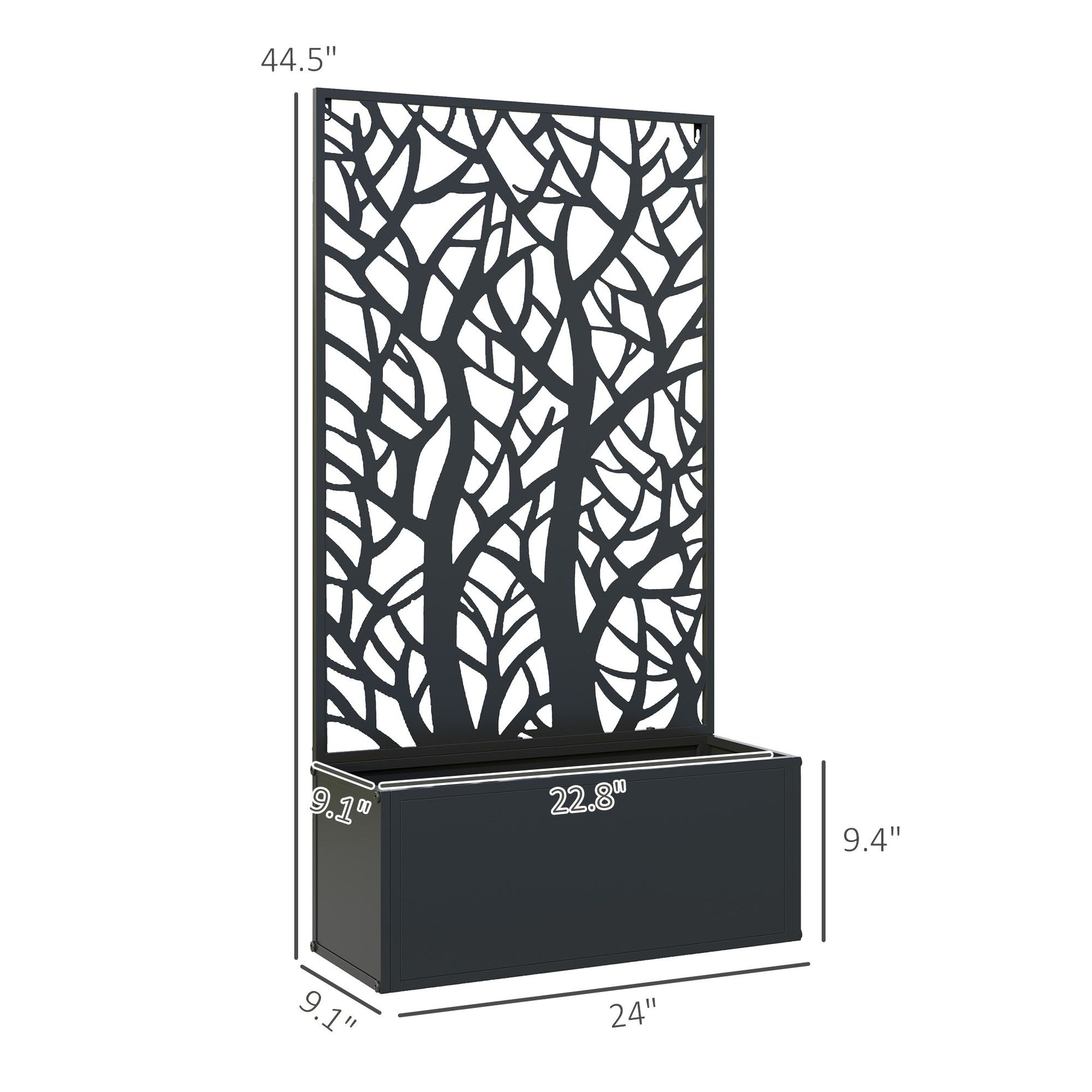 Outsunny Raised Garden Bed with Trellis Privacy Panel, Black