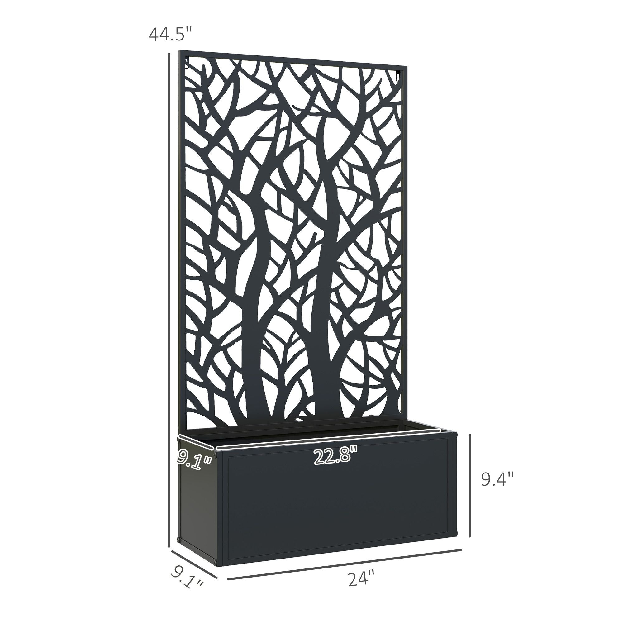 Outsunny Raised Garden Bed with Trellis Privacy Panel, Black
