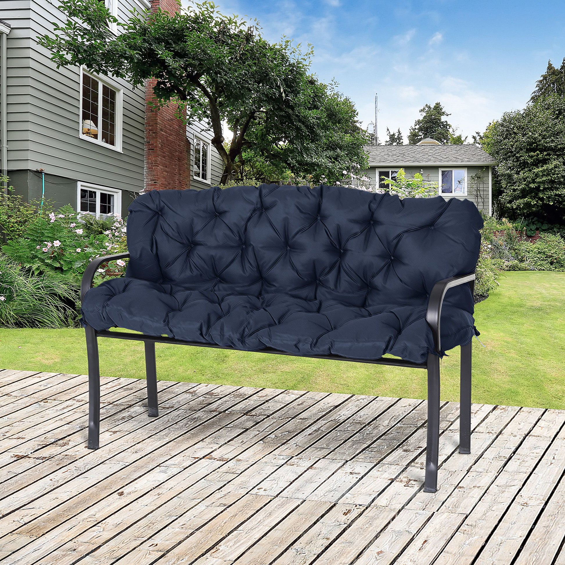 Outsunny 3-Seater Porch Swing Replacement Cushions, Dark Blue