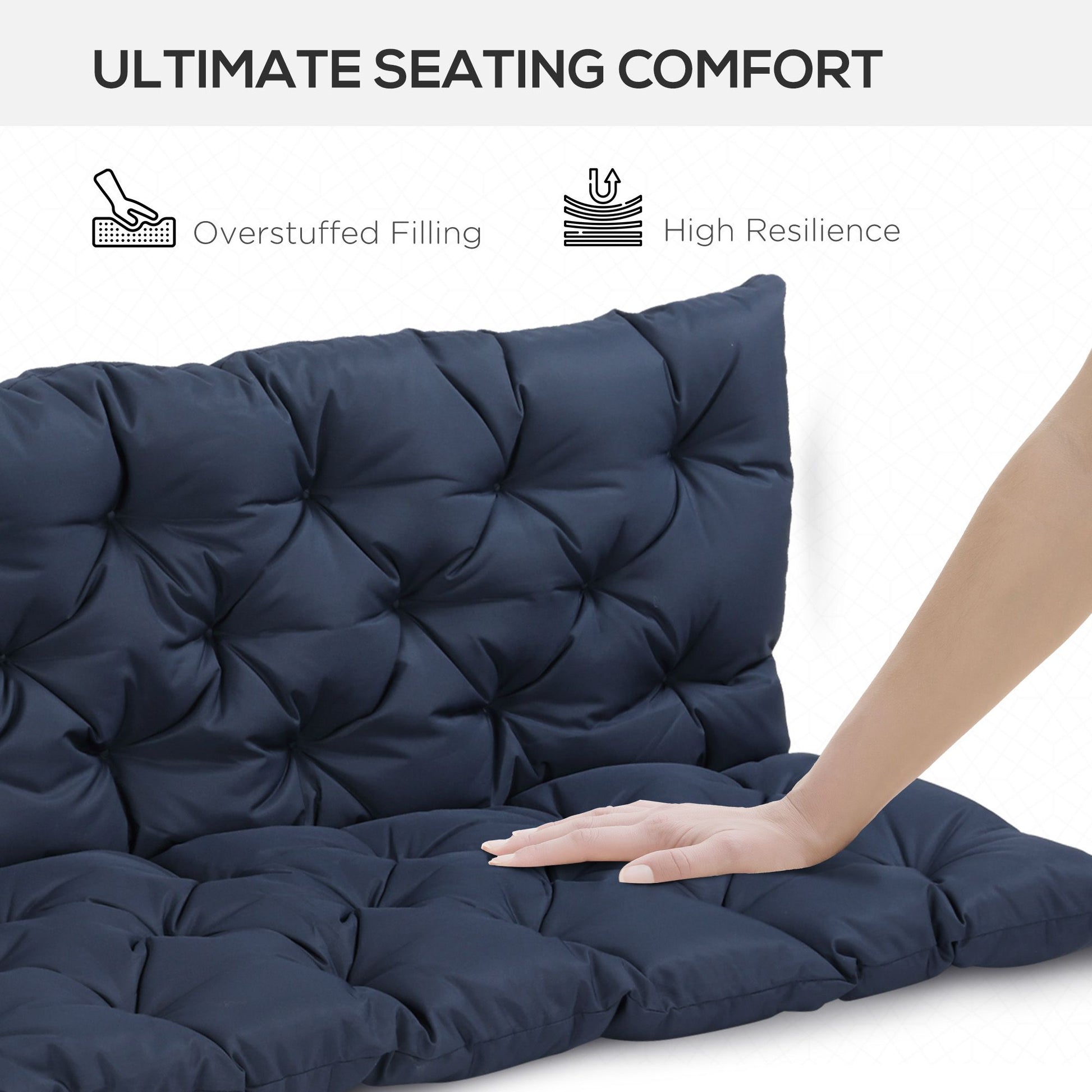Outsunny 3-Seater Porch Swing Replacement Cushions, Dark Blue