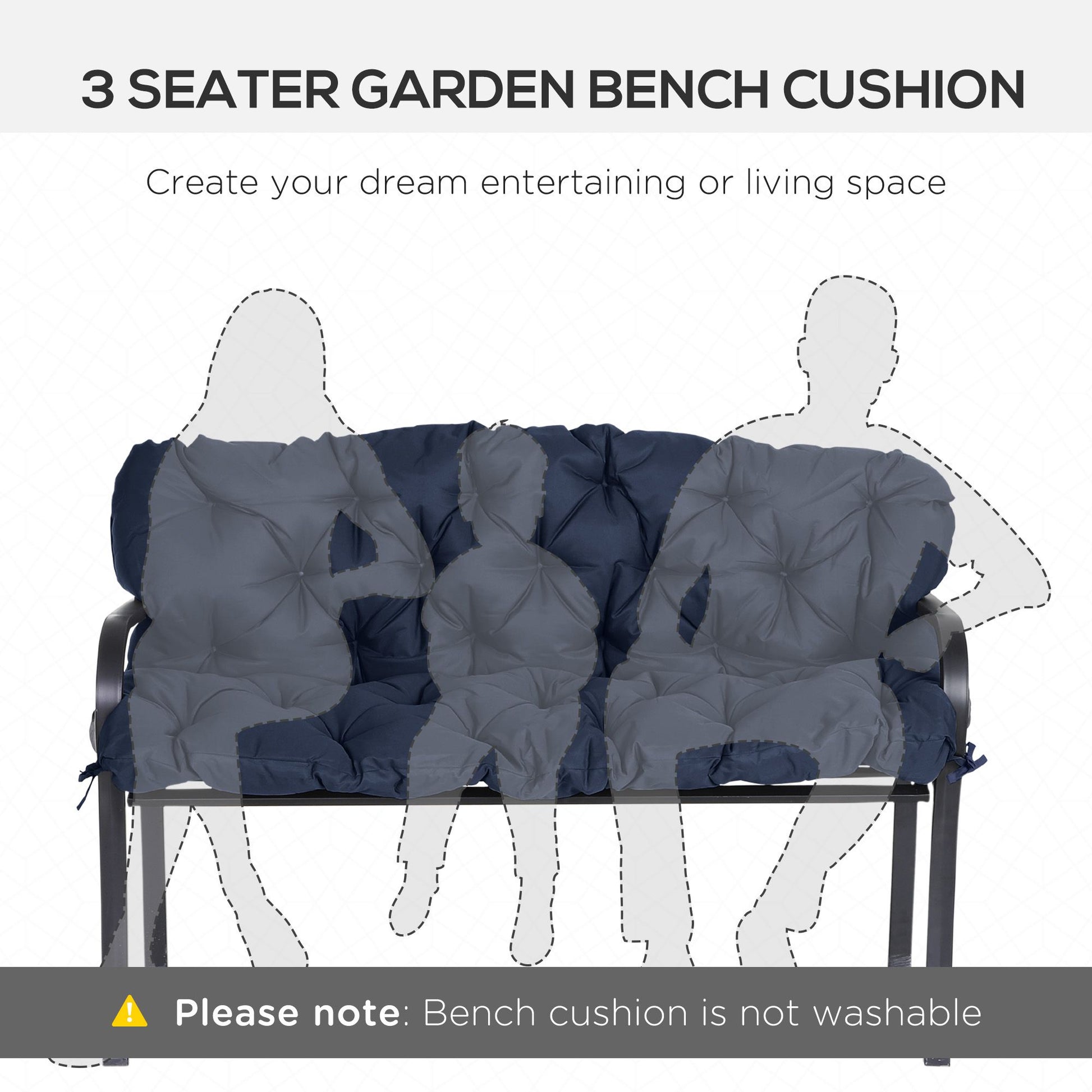 Outsunny 3-Seater Porch Swing Replacement Cushions, Dark Blue