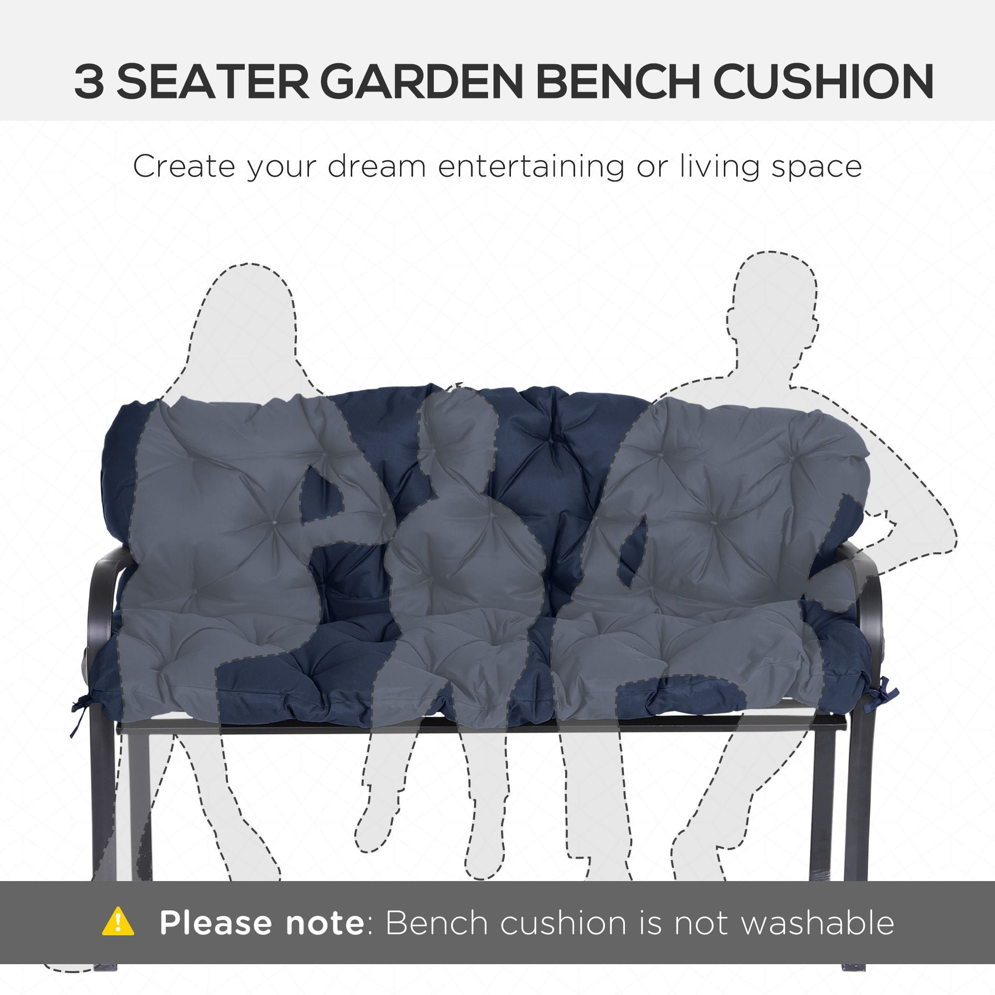 Outsunny 3-Seater Porch Swing Replacement Cushions, Dark Blue
