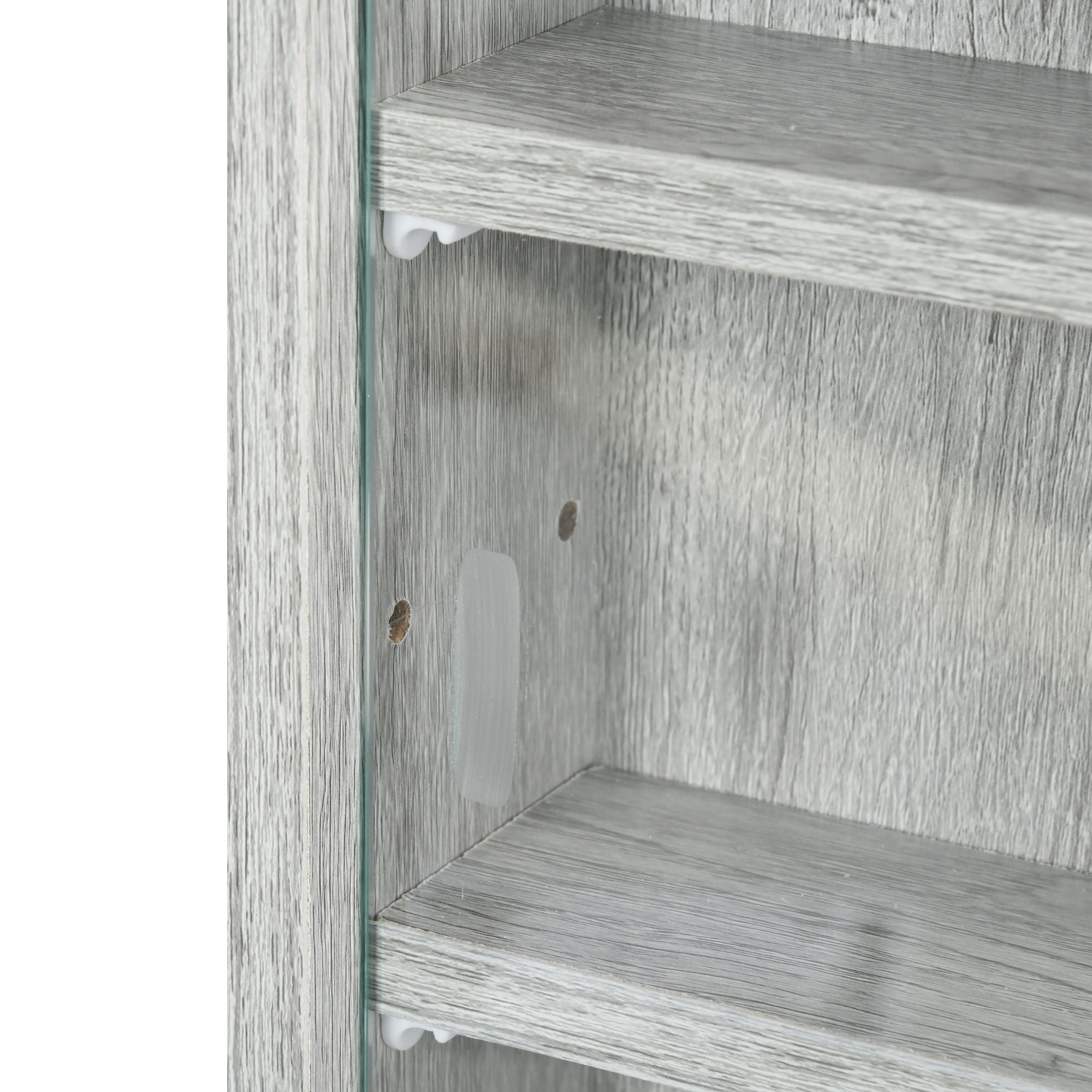 HOMCOM 5-Tier Wall-Mounted Glass Display Cabinet, Gray