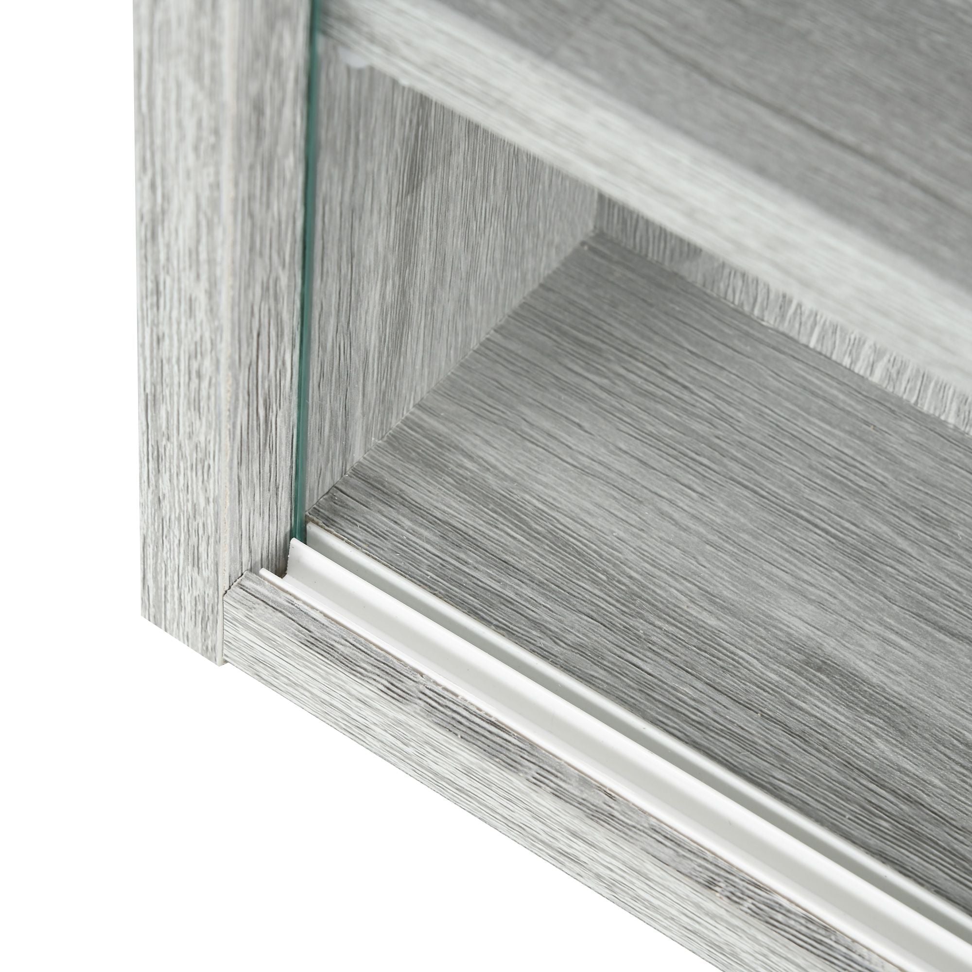 HOMCOM 5-Tier Wall-Mounted Glass Display Cabinet, Gray