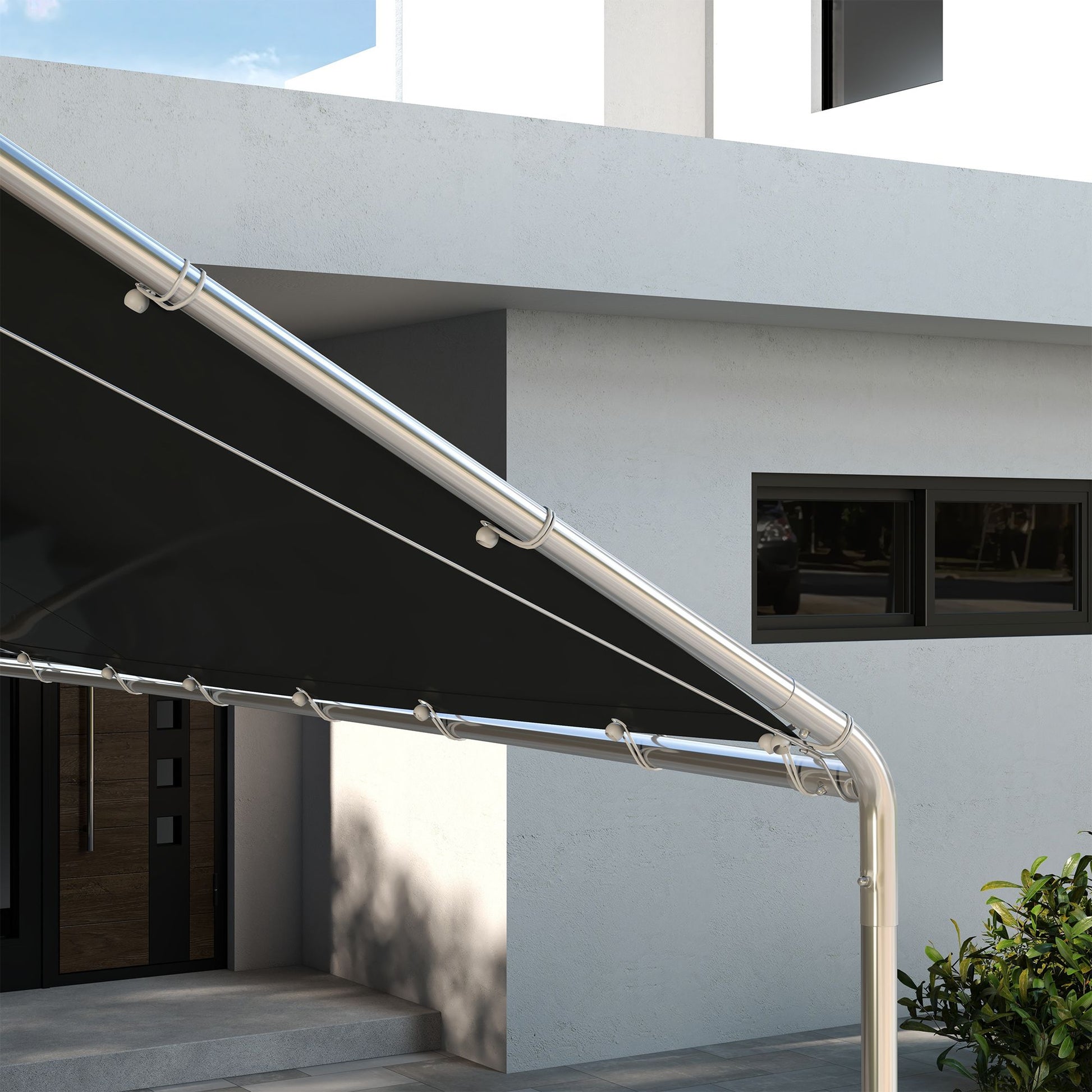 Outsunny 10 x 20 ft Carport Replacement Canopy with Bungee Tethers, Dark Gray - product view 8