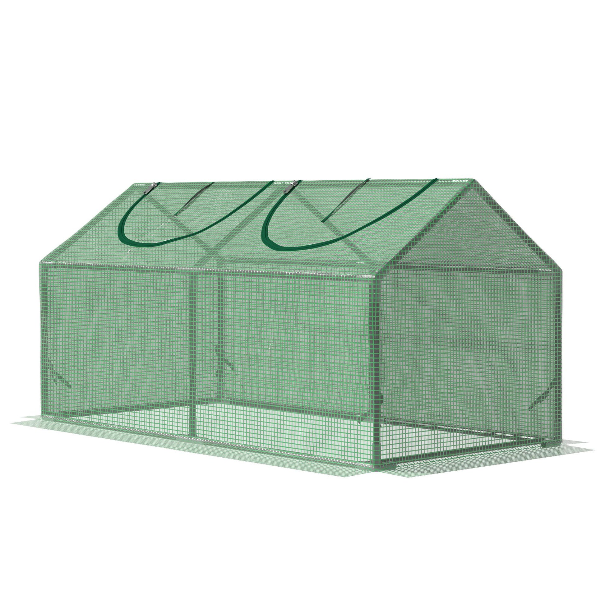 Outsunny 4 x 2 x 2 ft Mini Greenhouse with Roll-Up Windows, White