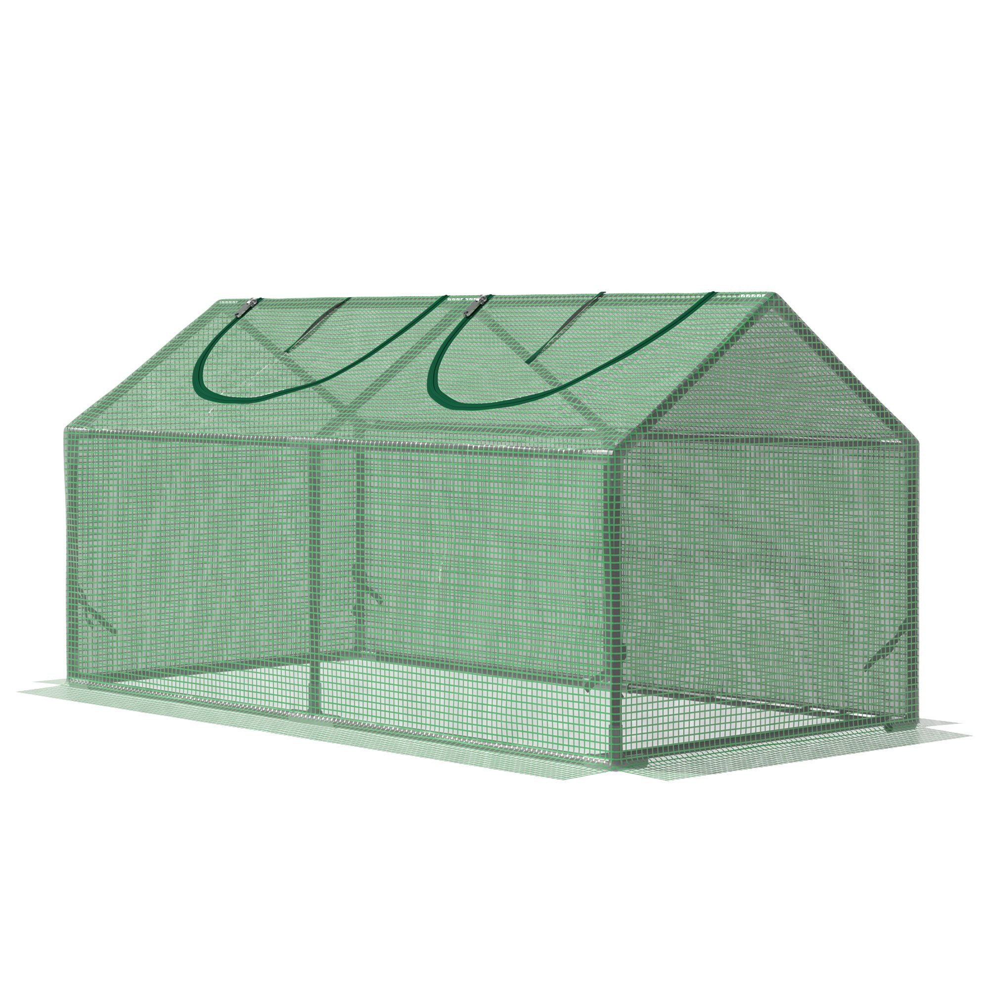 Outsunny 4 x 2 x 2 ft Mini Greenhouse with Roll-Up Windows, White