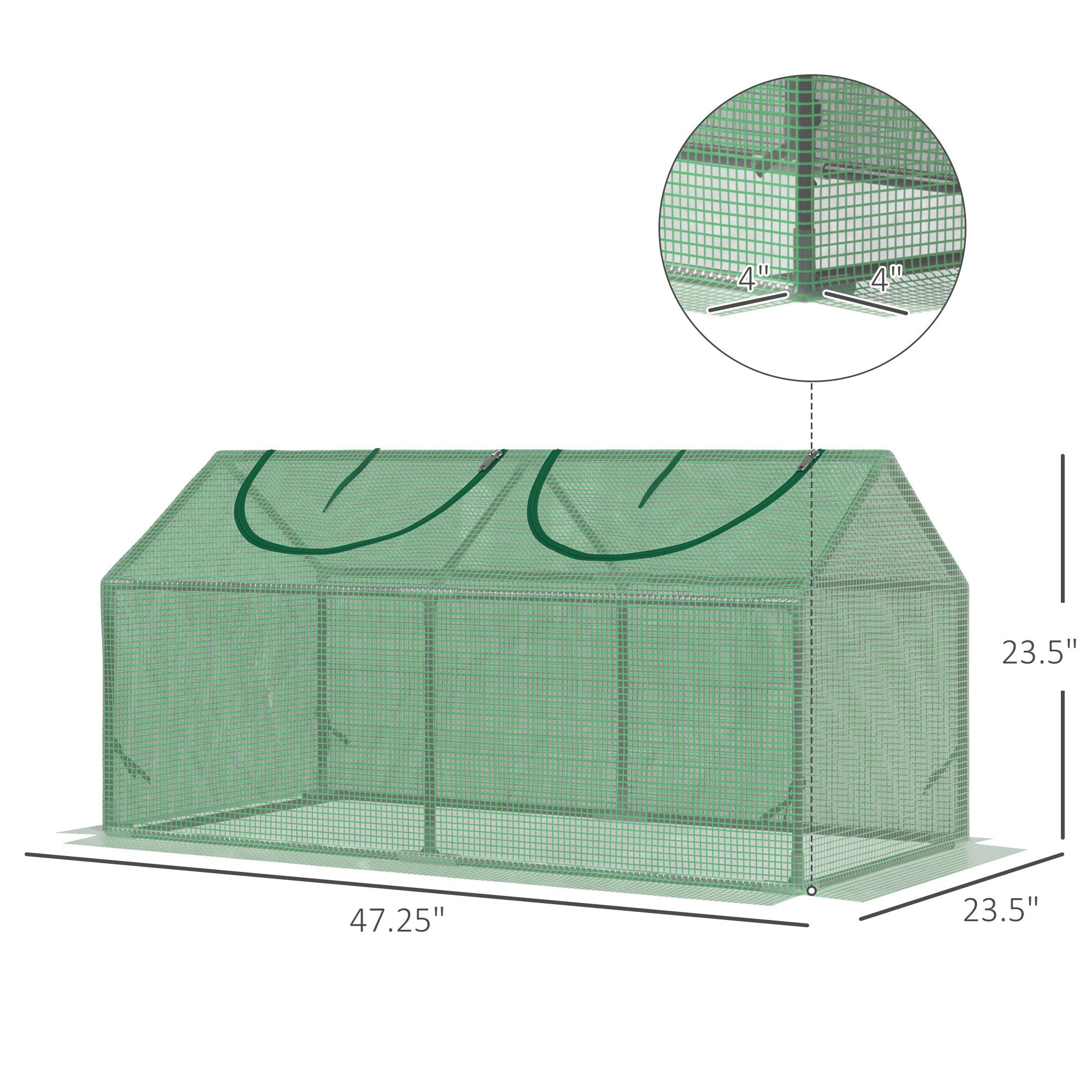 Outsunny 4 x 2 x 2 ft Mini Greenhouse with Roll-Up Windows, White