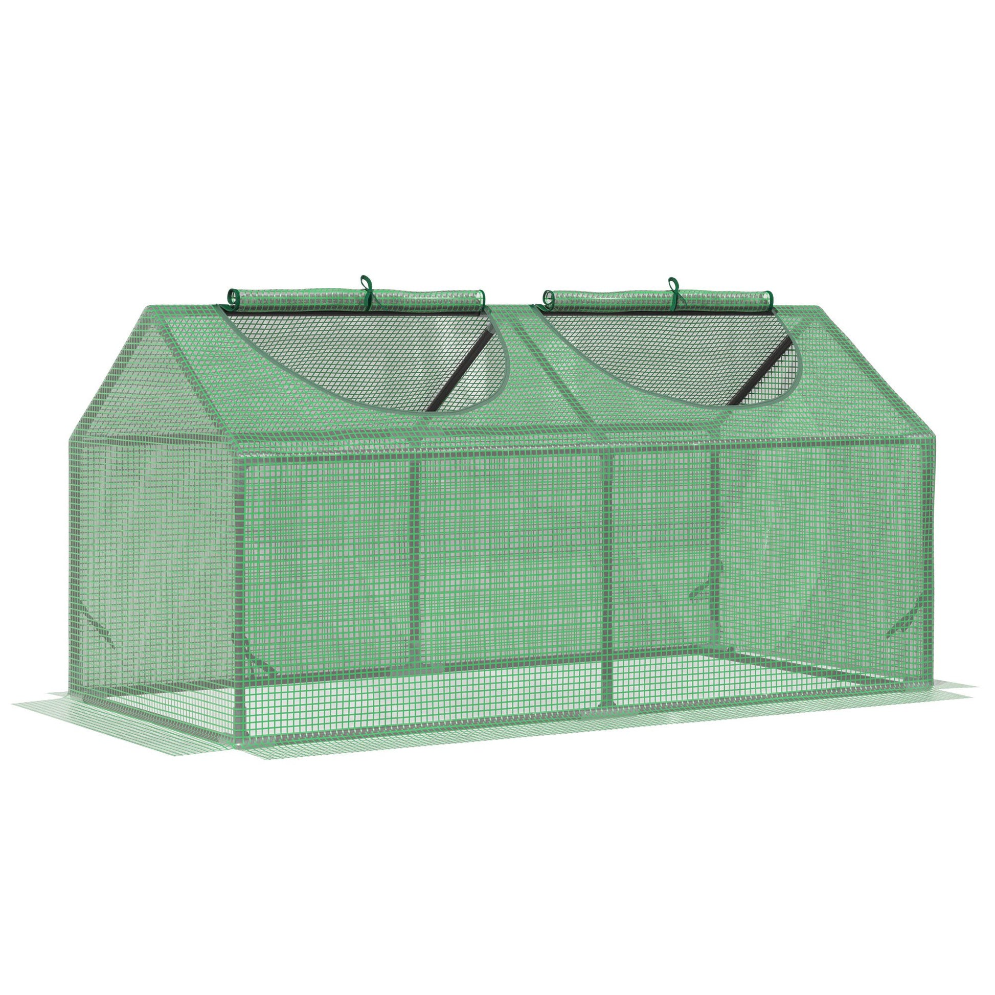 Outsunny 4 x 2 x 2 ft Mini Greenhouse with Roll-Up Windows, White