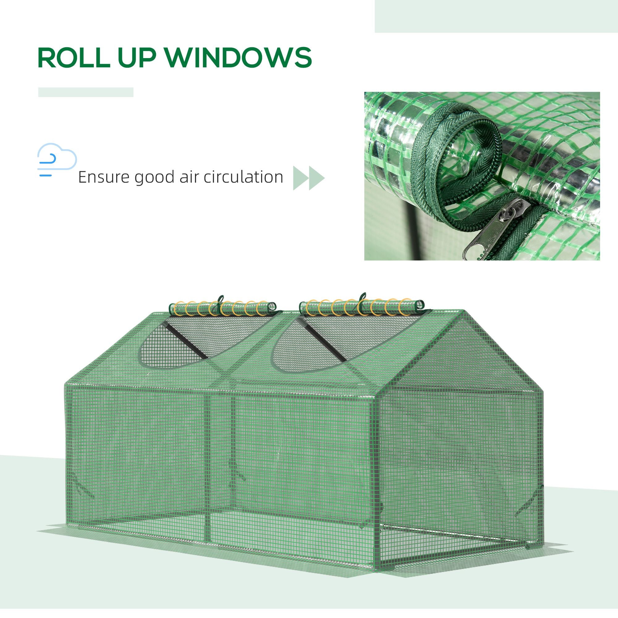 Outsunny 4 x 2 x 2 ft Mini Greenhouse with Roll-Up Windows, White
