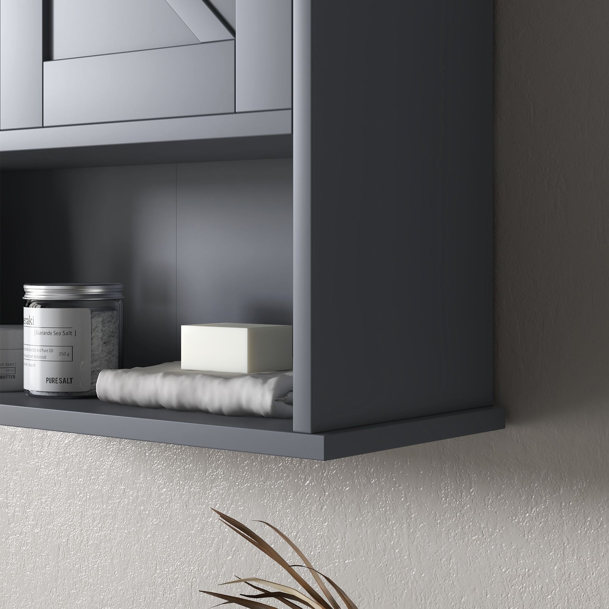 HOMCOM Farmhouse Wall-Mounted Bathroom Medicine Cabinet, Gray