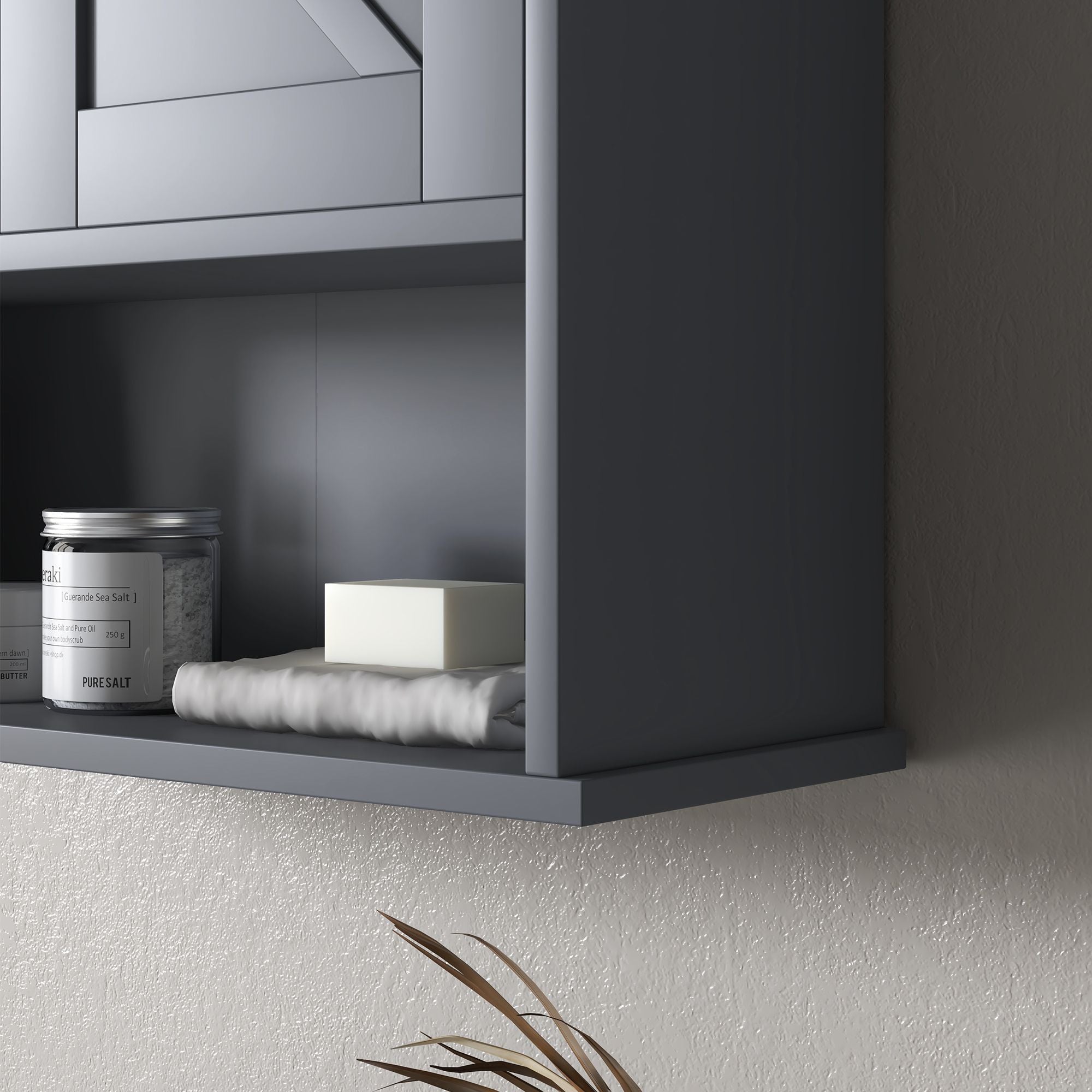 HOMCOM Farmhouse Wall-Mounted Bathroom Medicine Cabinet, Gray