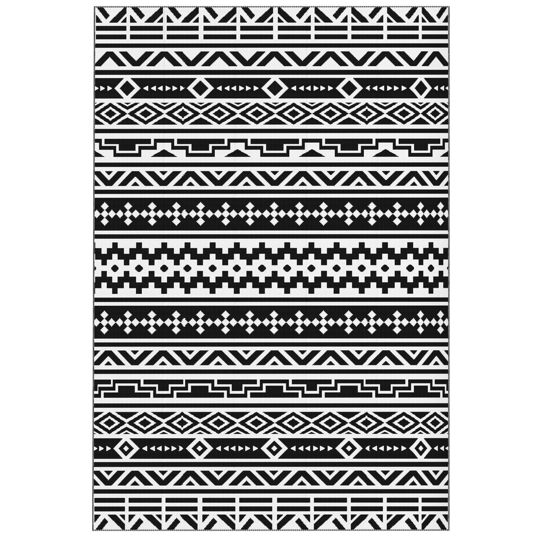 Outsunny 6 x 9 ft Reversible Waterproof Outdoor Rug, Black & White