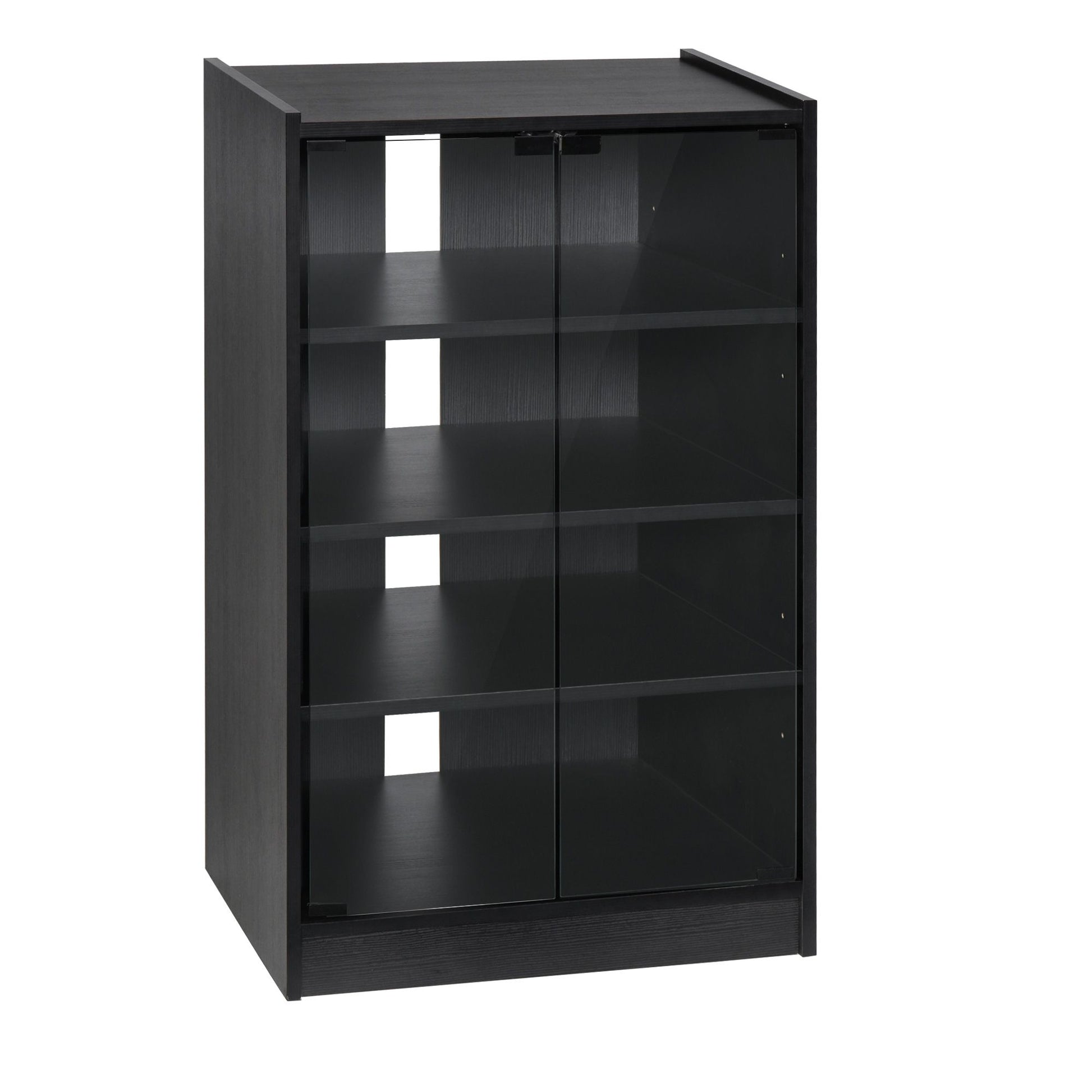 HOMCOM 5-Tier Media Cabinet with Tempered Glass Door, Black - product view 11