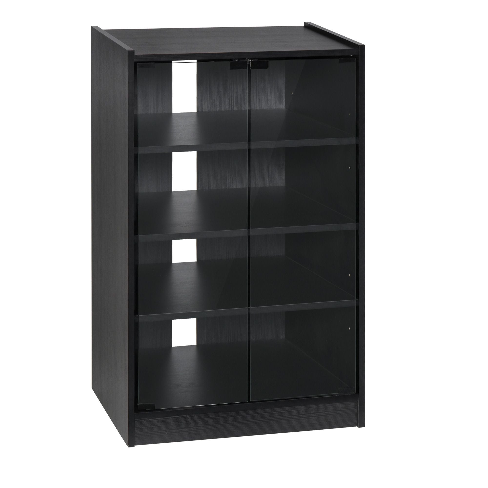 HOMCOM 5-Tier Media Cabinet with Tempered Glass Door, Black - product view 11