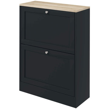 HOMCOM Slim Shoe Cabinet with 2 Flip Drawers, Black & Light Oak