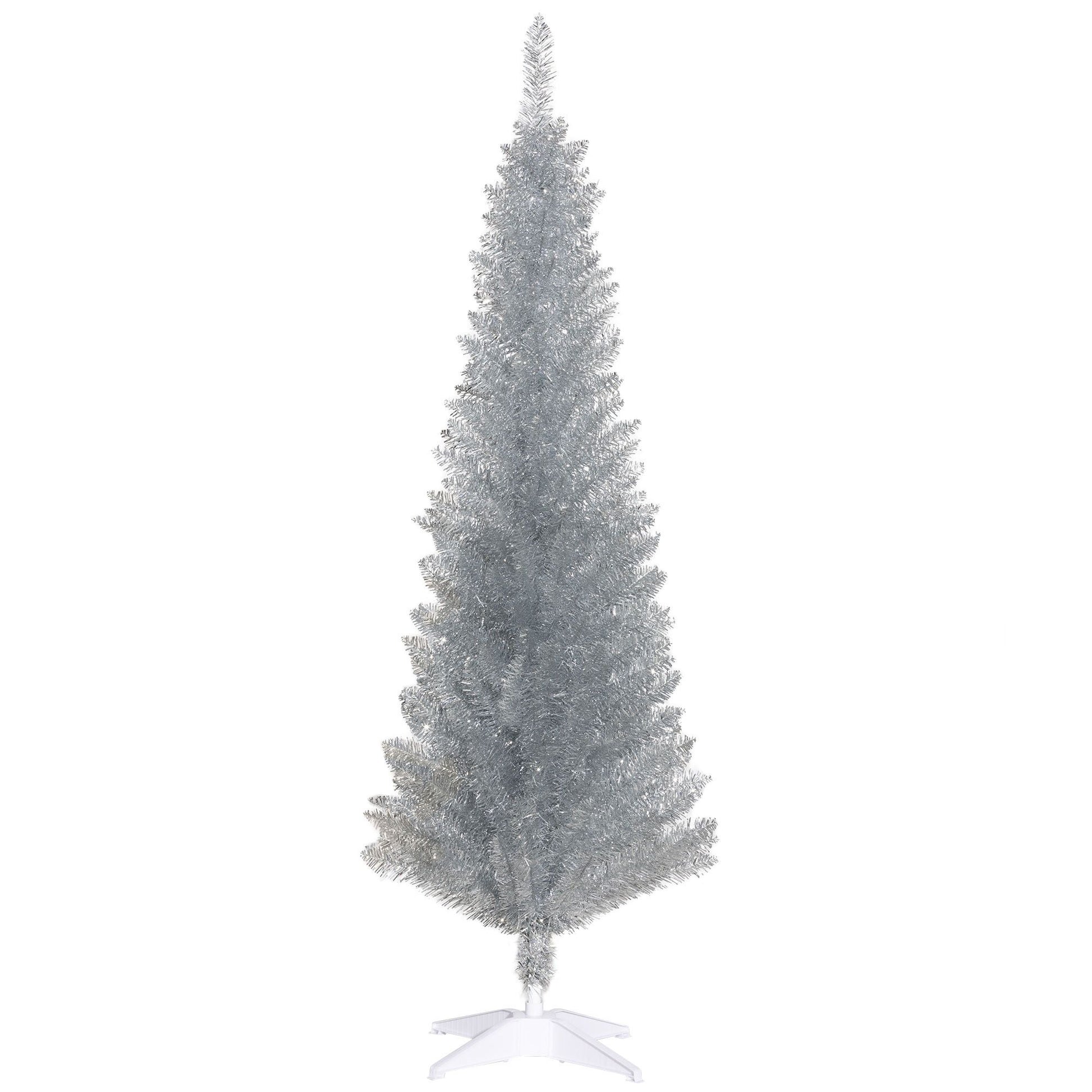 HOMCOM 5 ft Pre-Lit Slim Pencil Artificial Christmas Tree