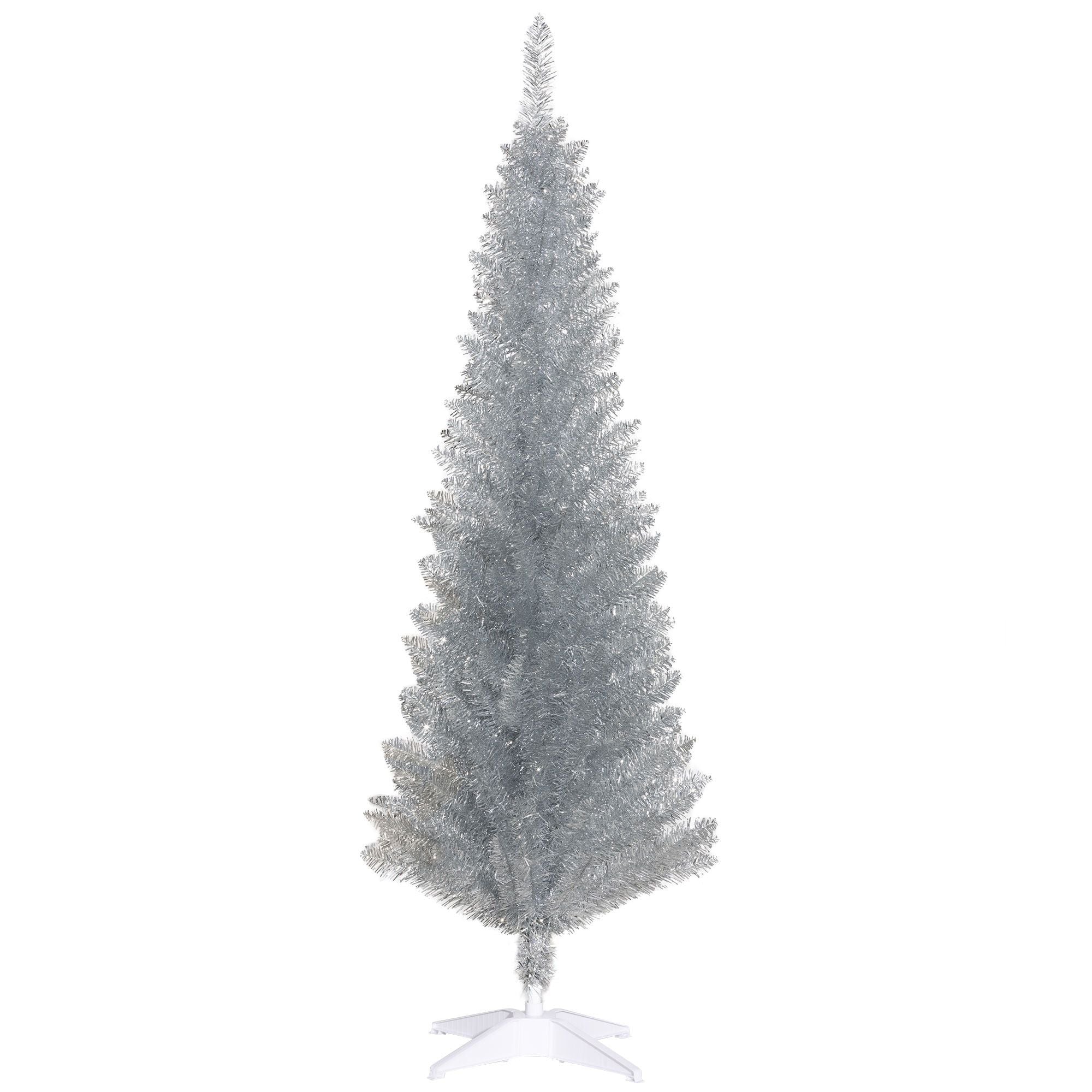 HOMCOM 5 ft Pre-Lit Slim Pencil Artificial Christmas Tree