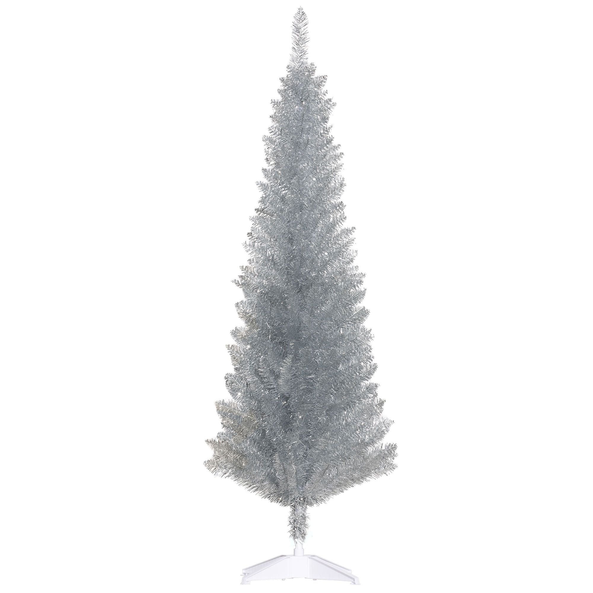HOMCOM 5 ft Pre-Lit Slim Pencil Artificial Christmas Tree
